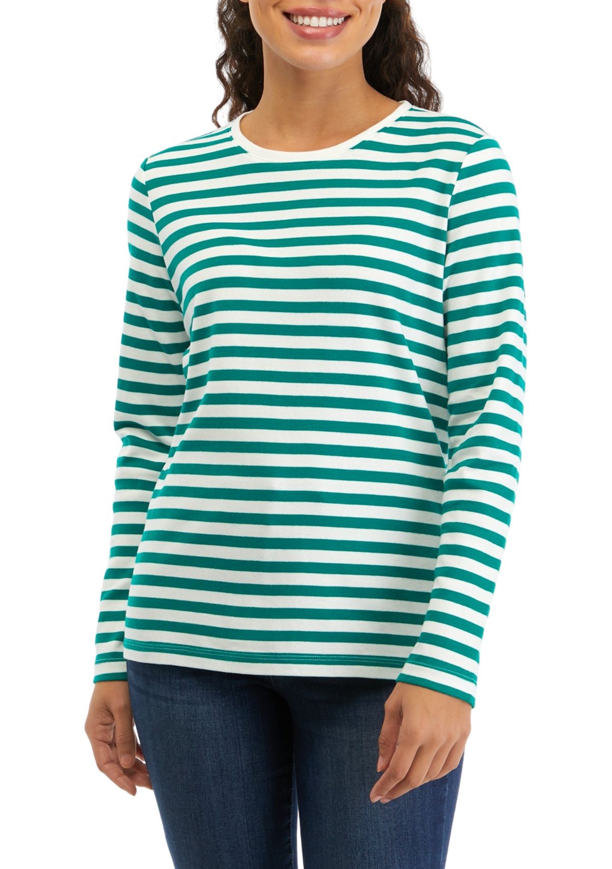 Petite Stripe Crew Neck Top