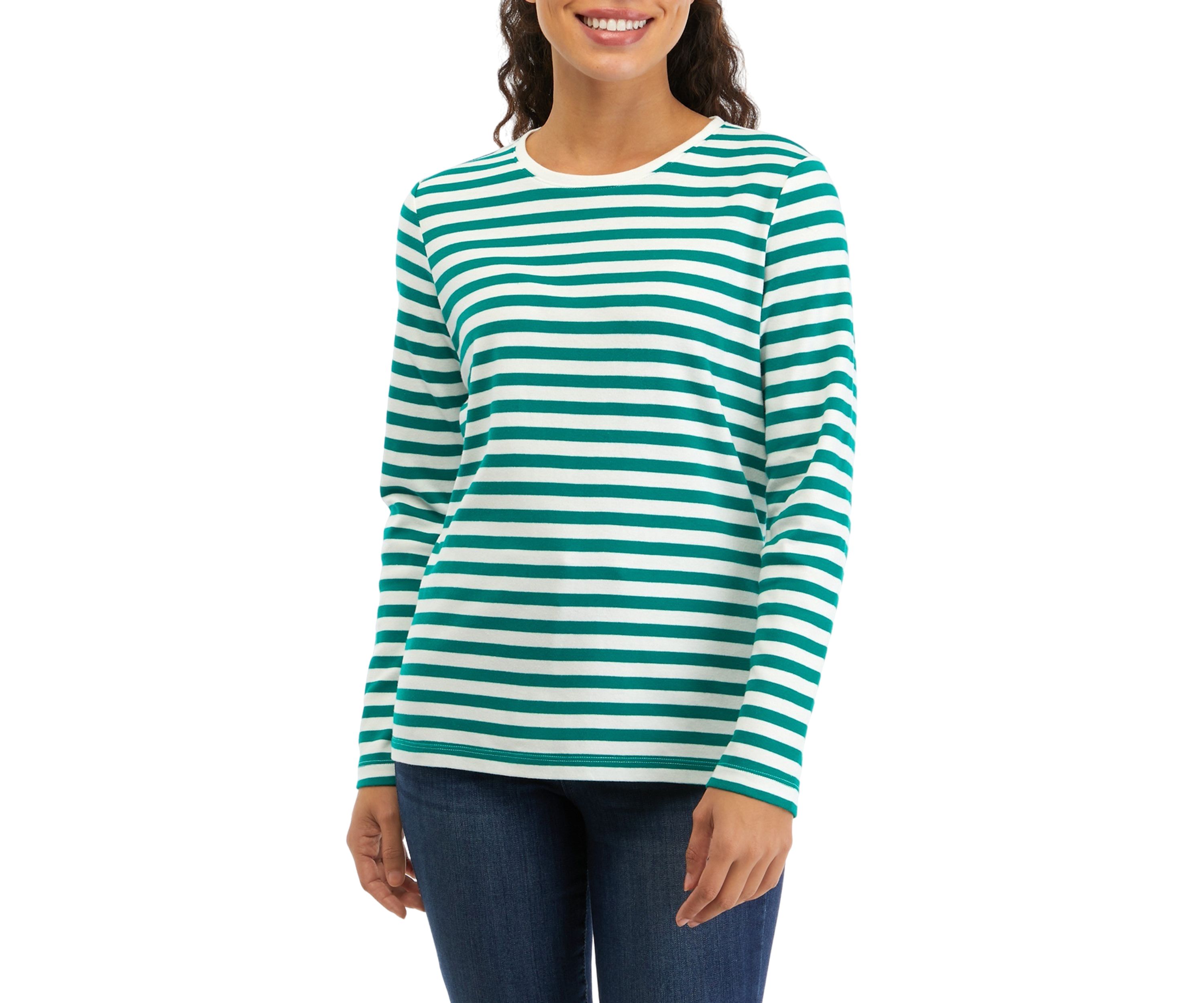 Petite Stripe Crew Neck Top