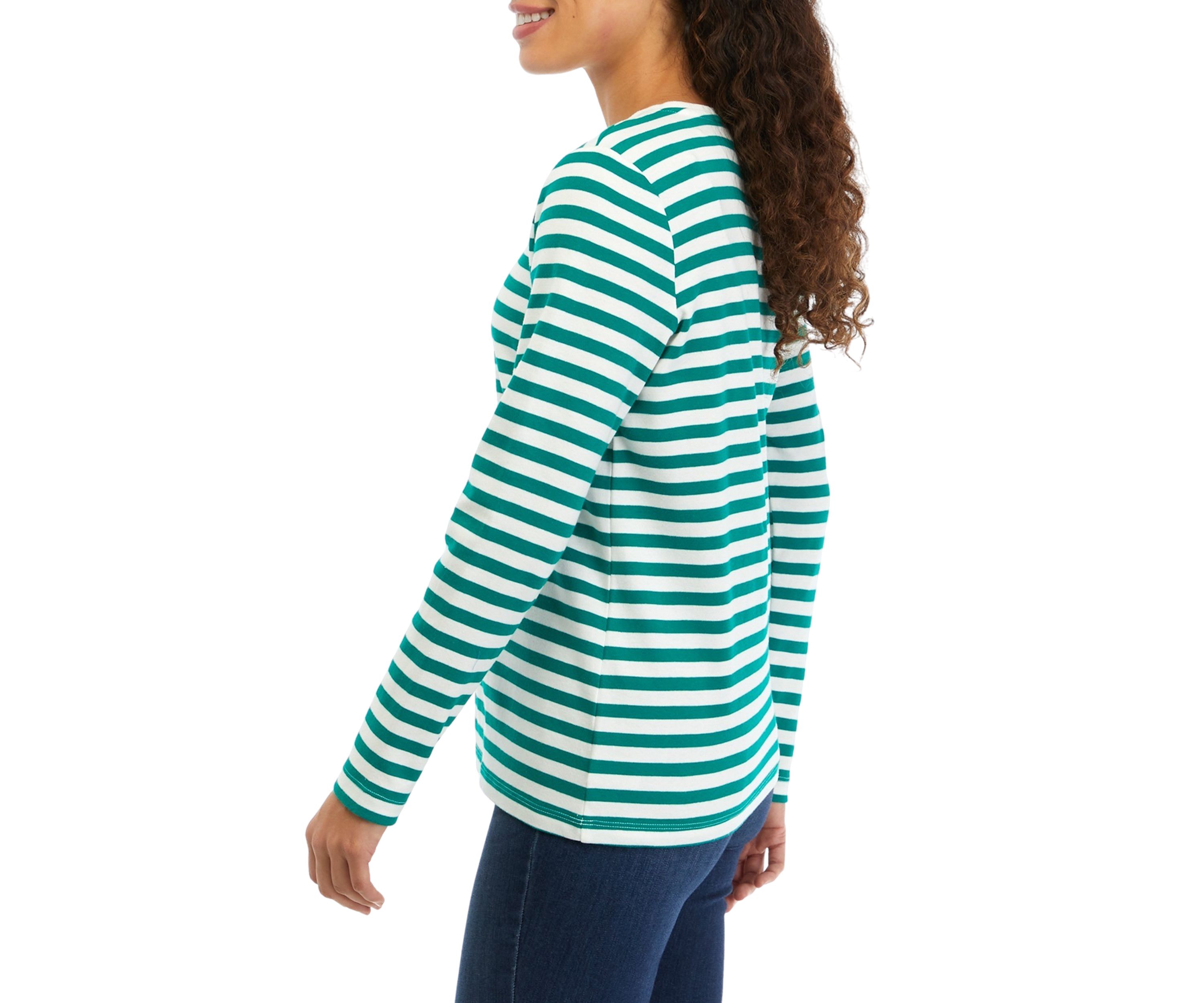 Petite Stripe Crew Neck Top