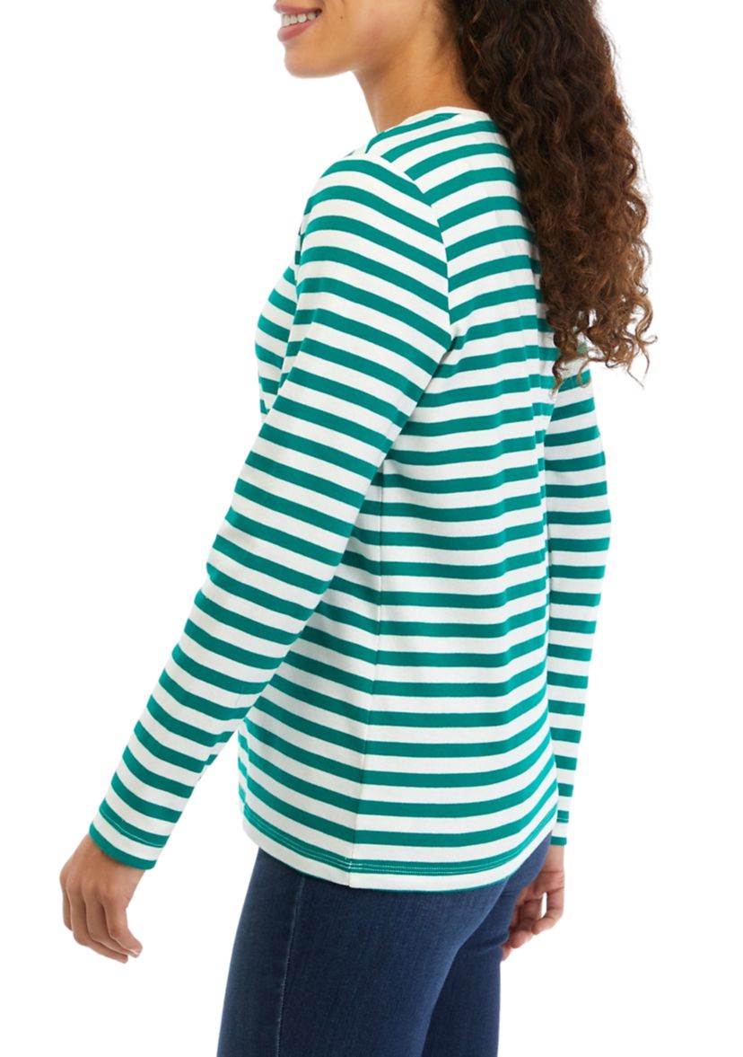 Petite Stripe Crew Neck Top