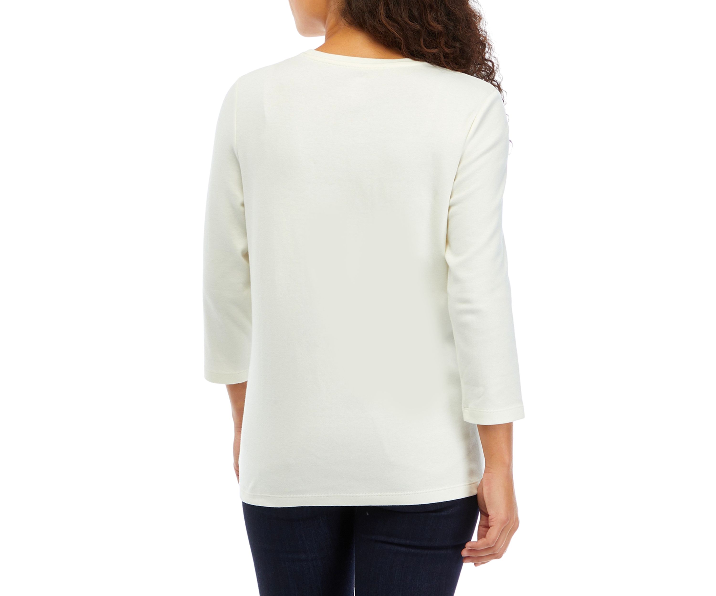 Petite 3/4 Sleeve Holiday Graphic T-Shirt