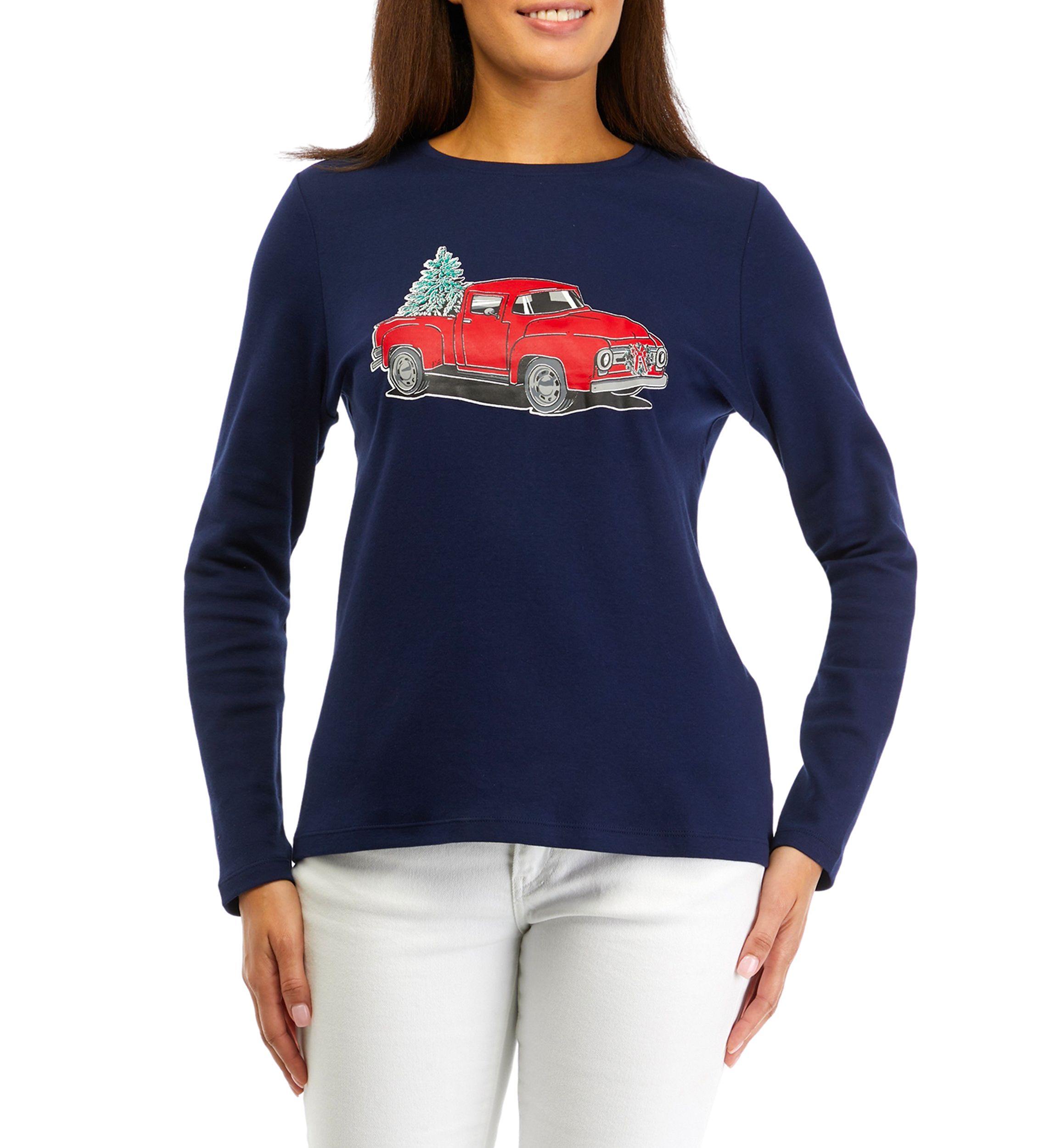 Petite Graphic Crew Neck Top