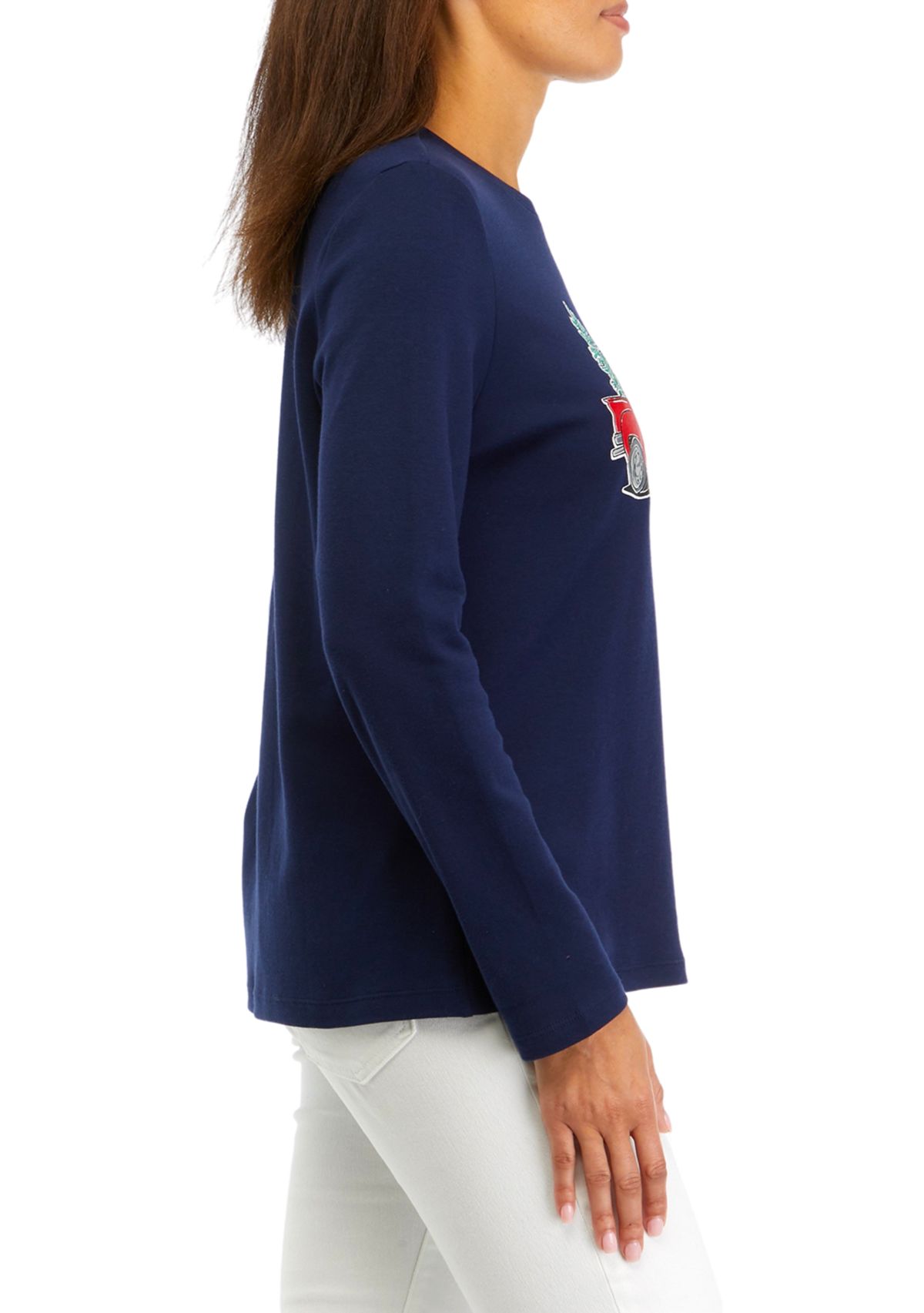 Petite Graphic Crew Neck Top