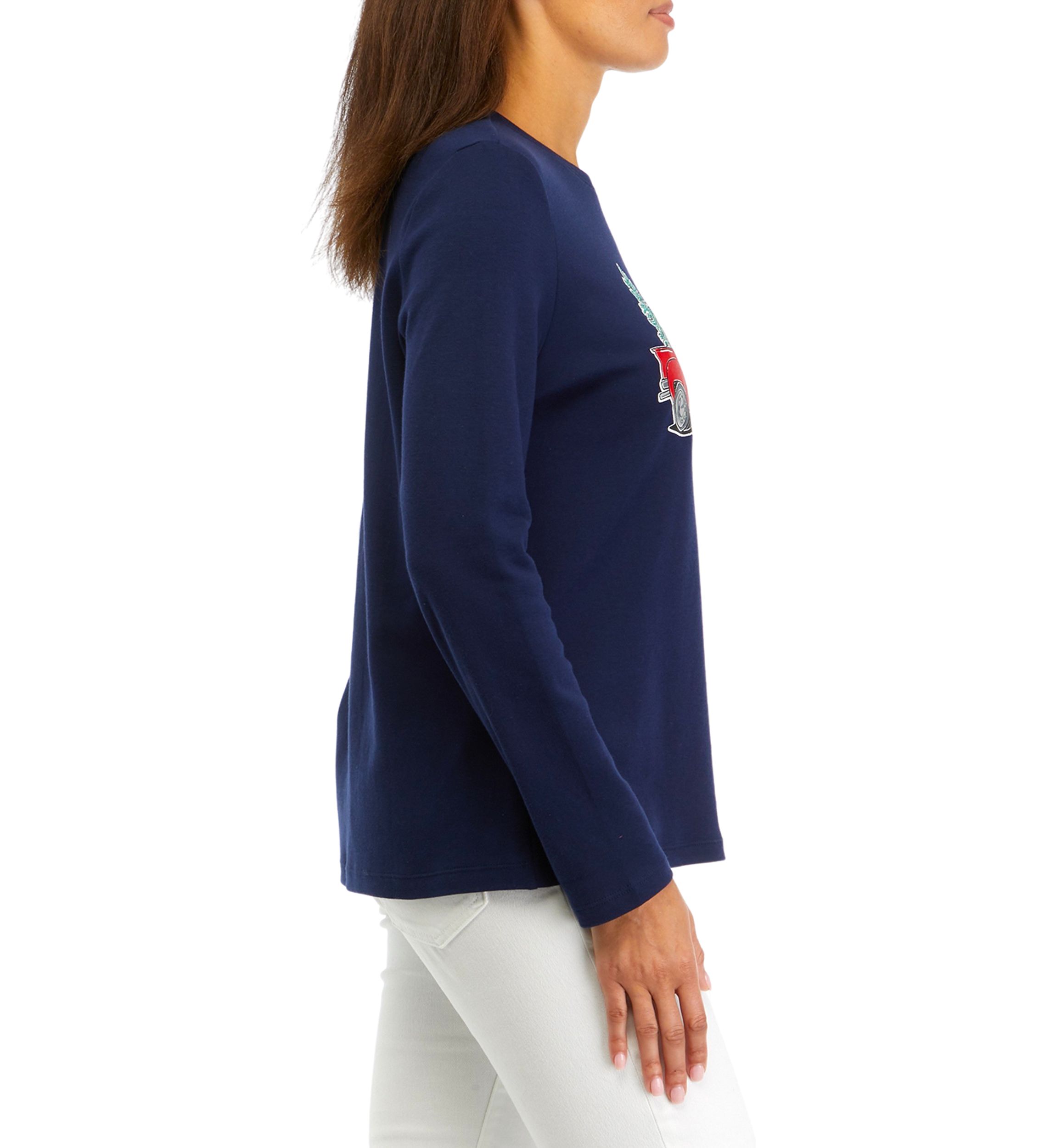 Petite Graphic Crew Neck Top