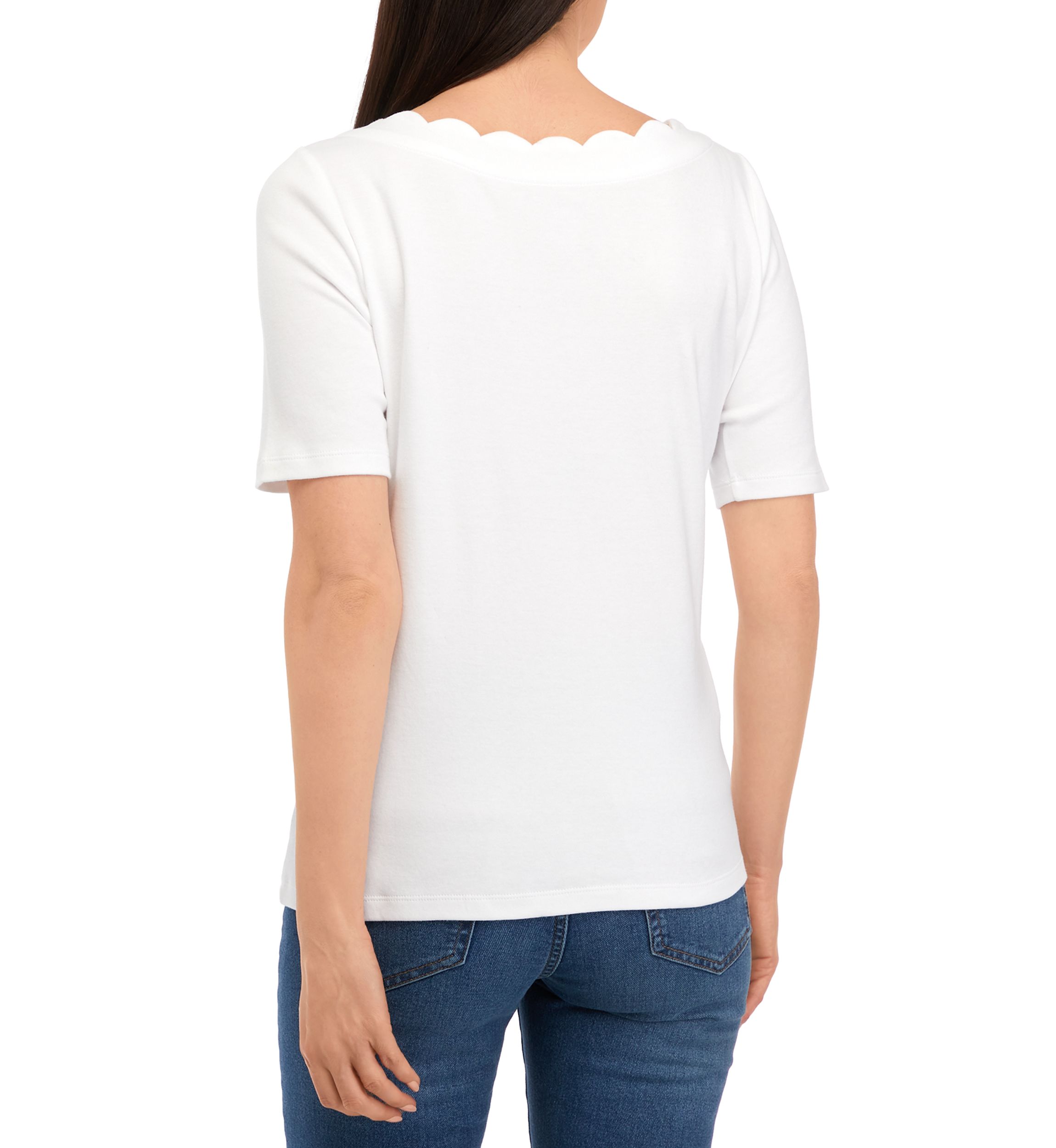 Petite Short Sleeve Scallop Shirt