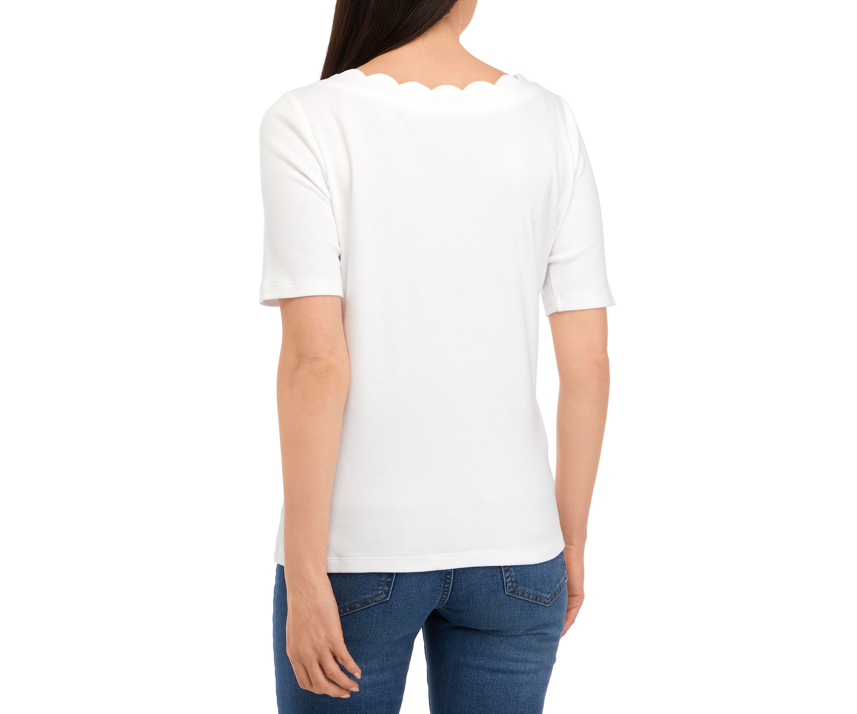 Petite Short Sleeve Scallop Shirt