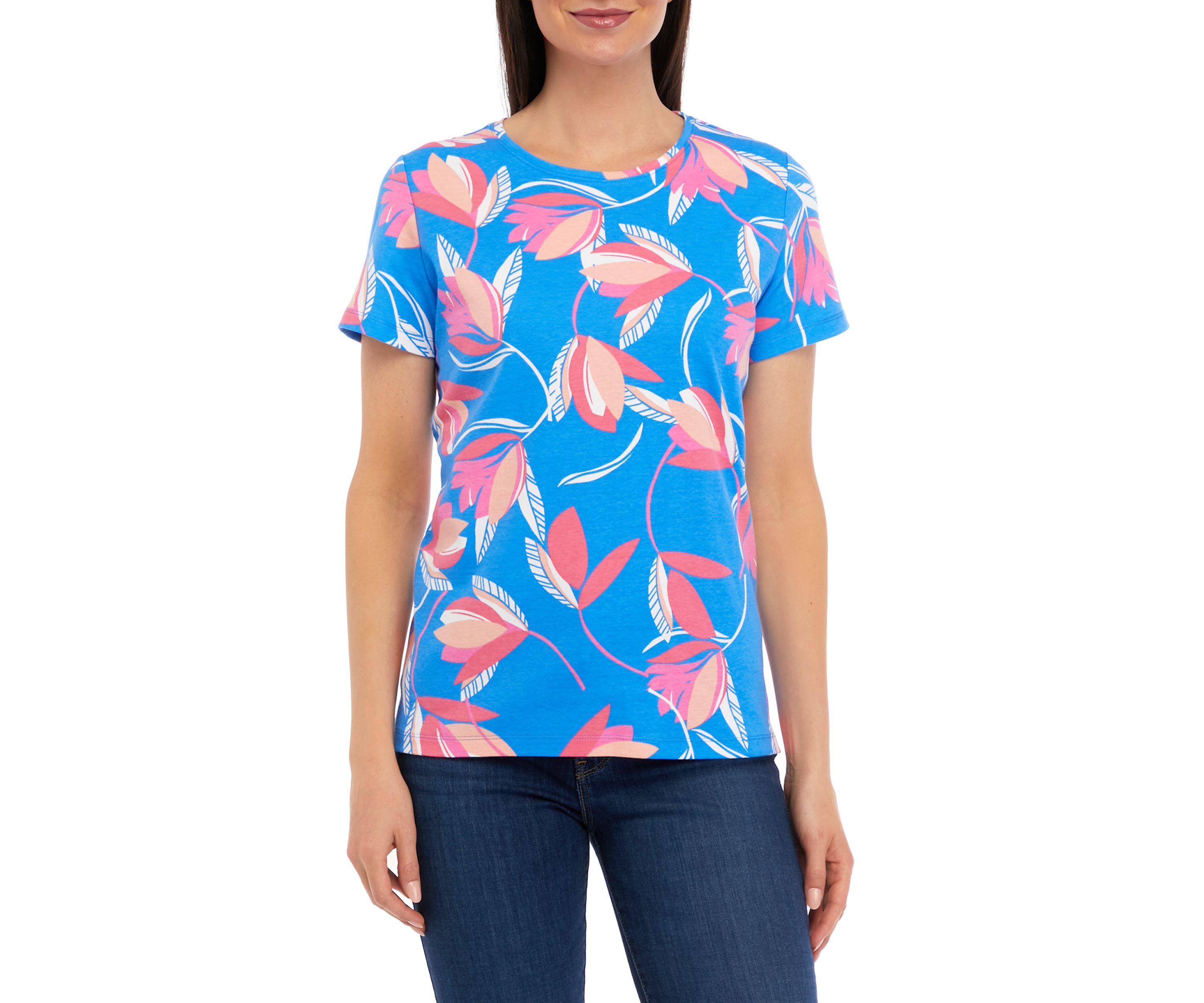 Petite Short Sleeve Crew Neck Printed T-Shirt