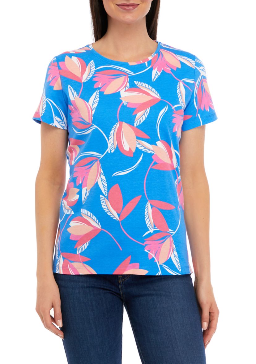Petite Short Sleeve Crew Neck Printed T-Shirt