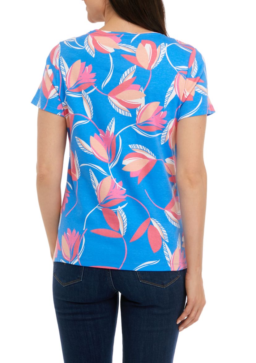 Petite Short Sleeve Crew Neck Printed T-Shirt