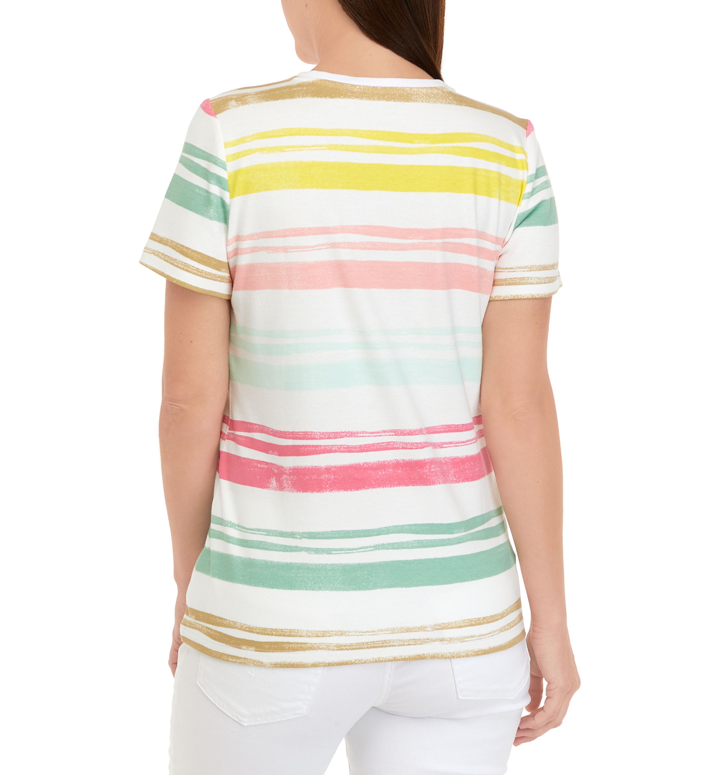 Petite Striped V-Neck T-Shirt