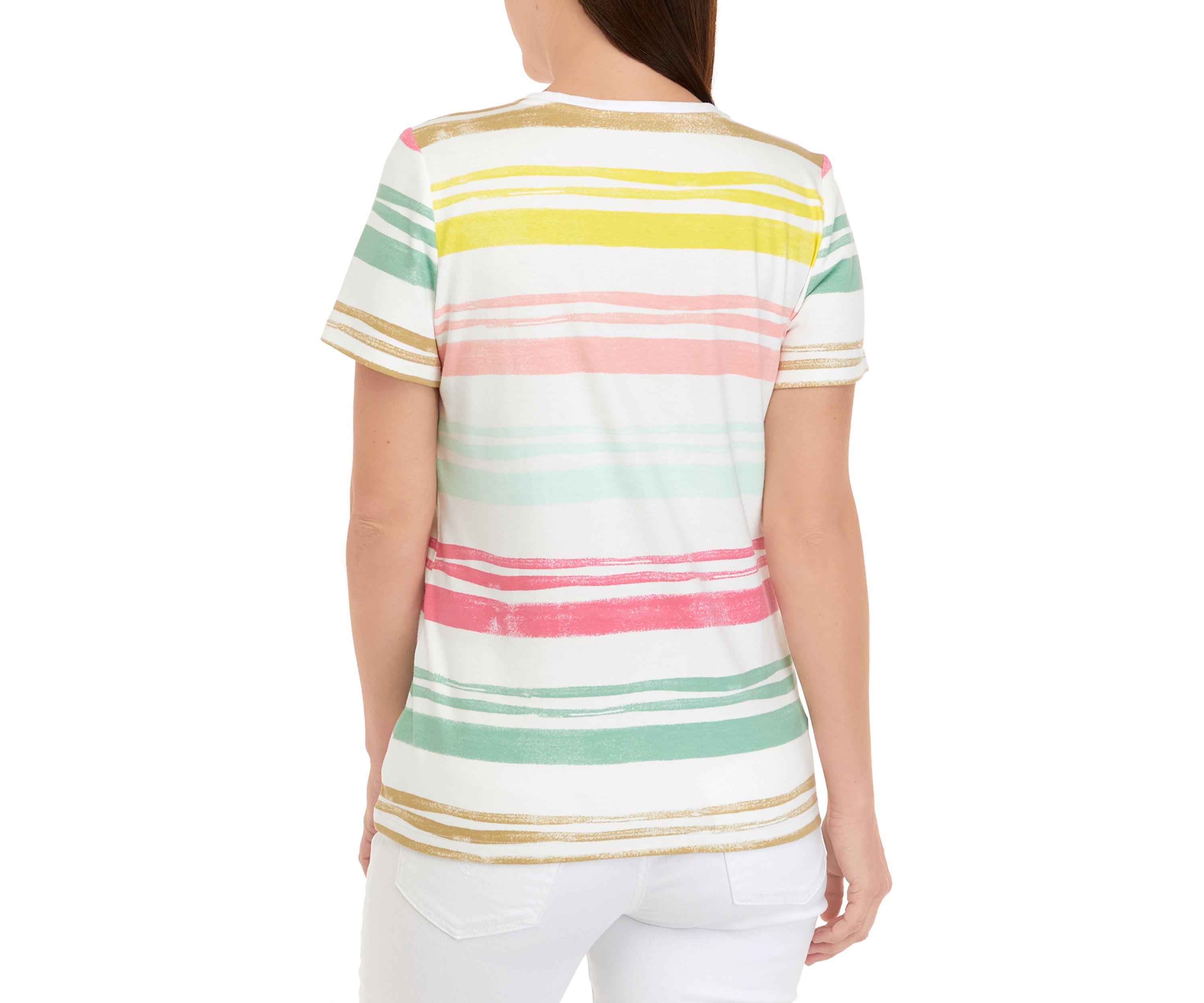 Petite Striped V-Neck T-Shirt