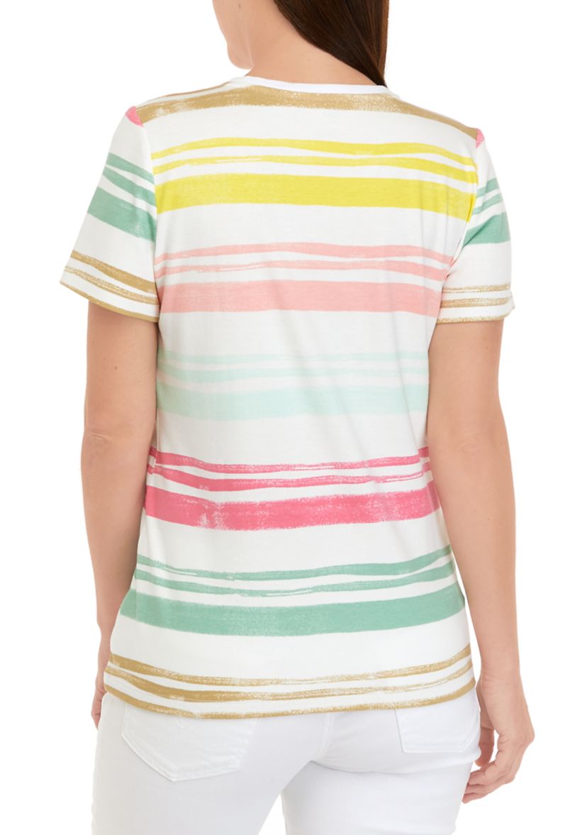 Petite Striped V-Neck T-Shirt