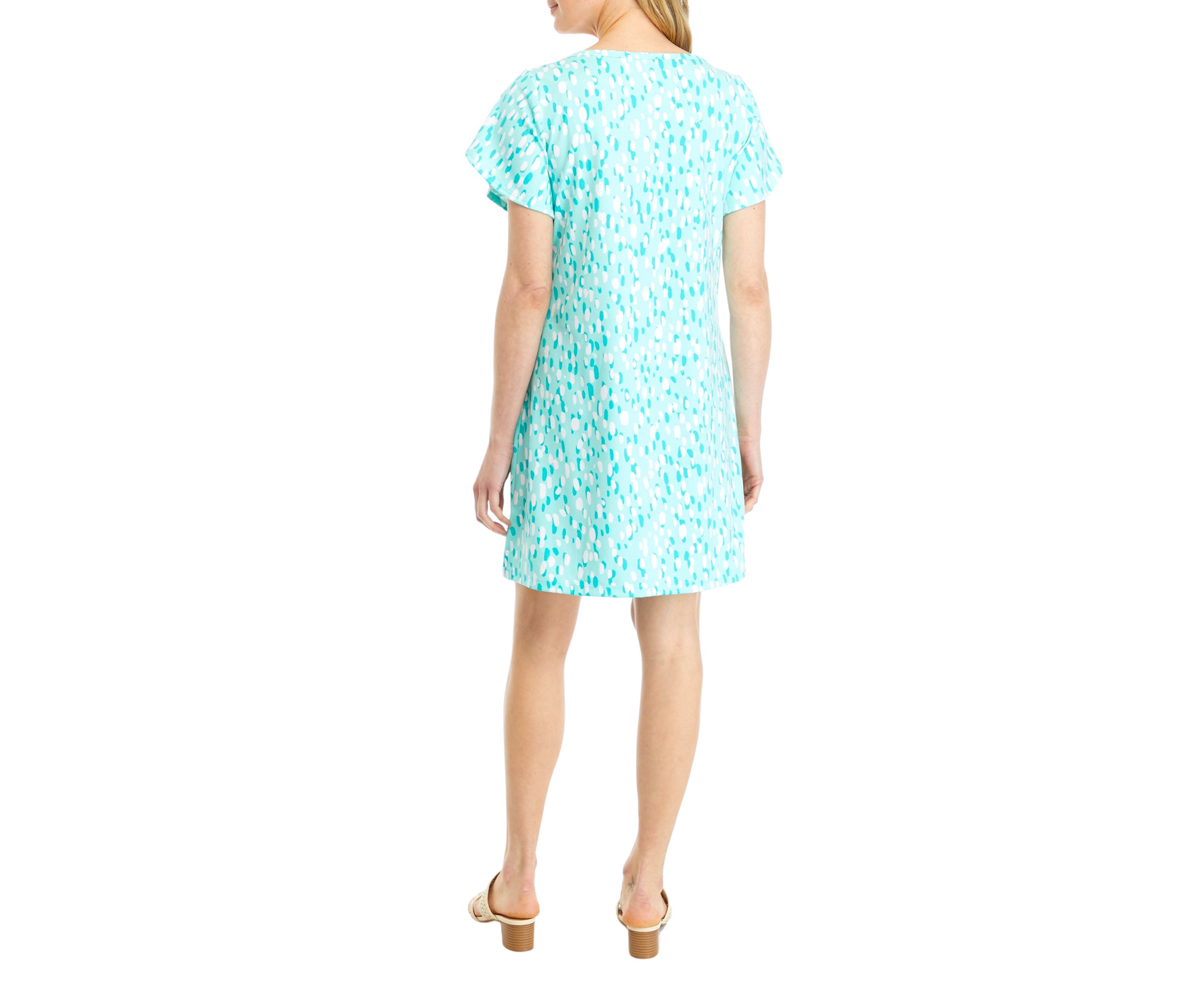 Petite Short Sleeve Allover Print Dress