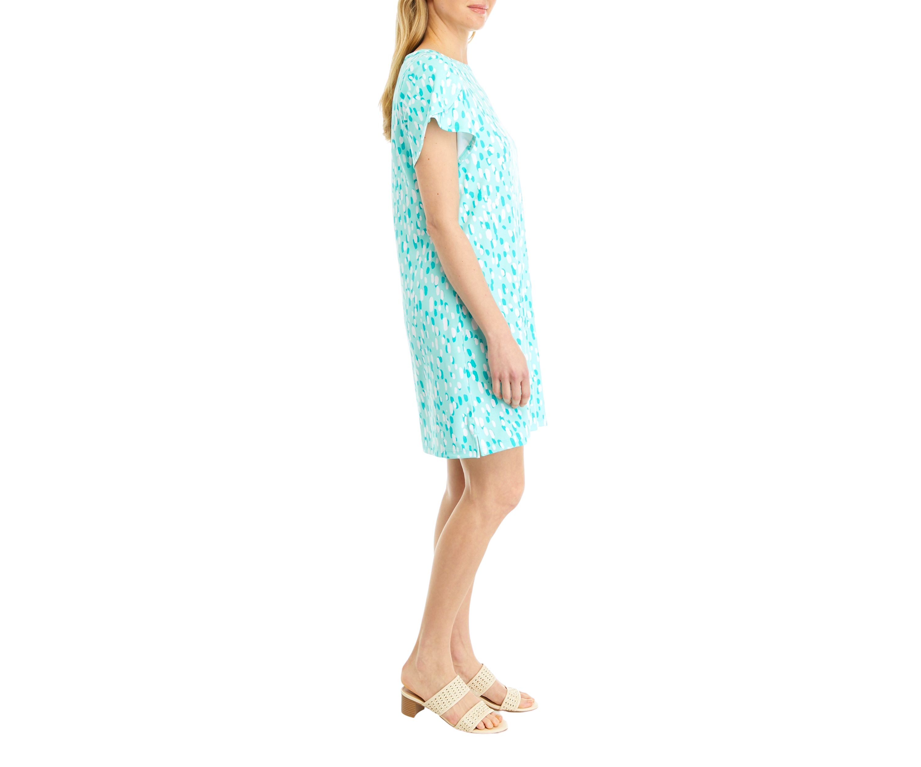 Petite Short Sleeve Allover Print Dress