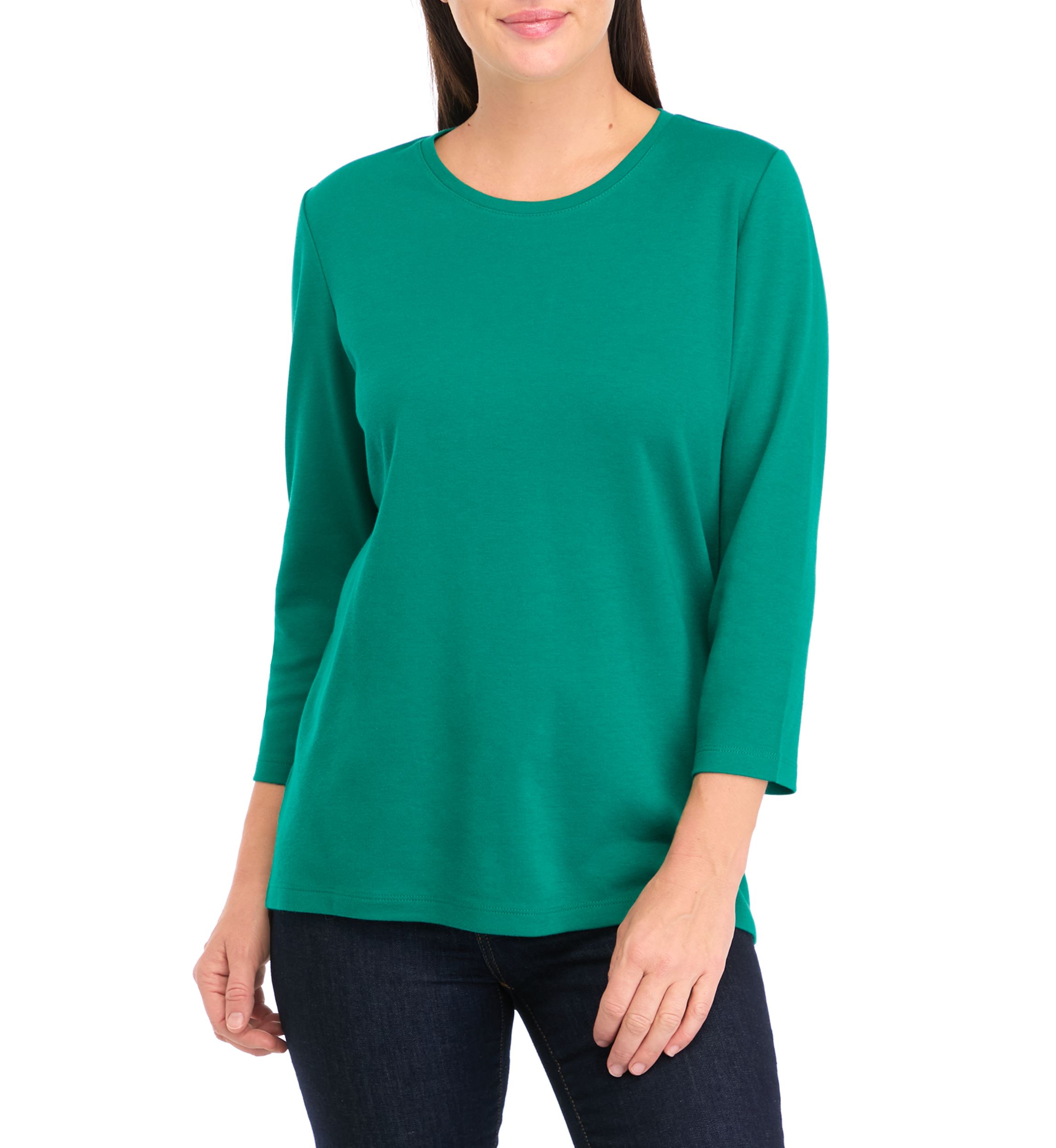 Petite Solid Crew Neck Top