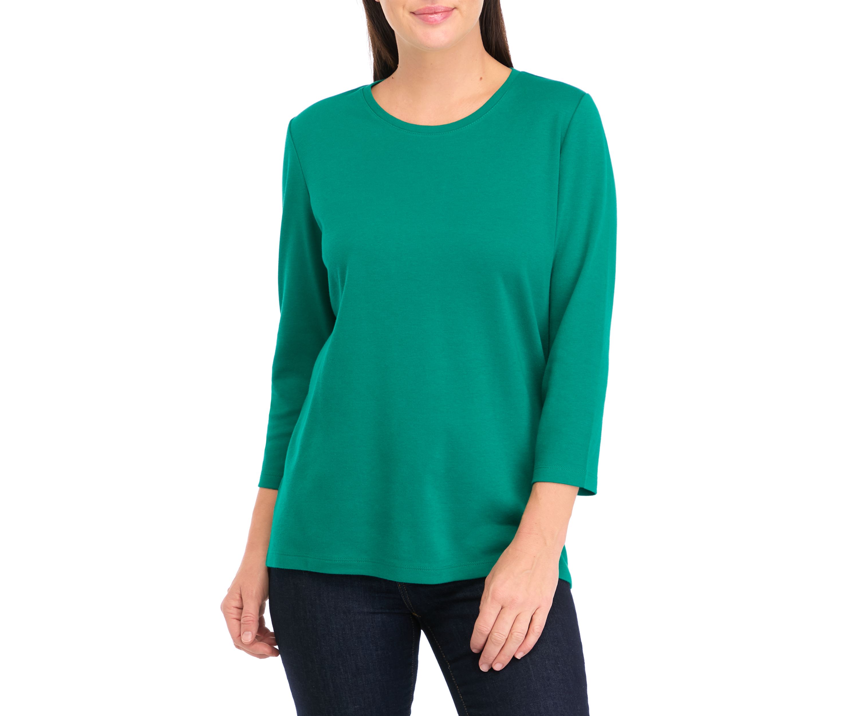 Petite Solid Crew Neck Top