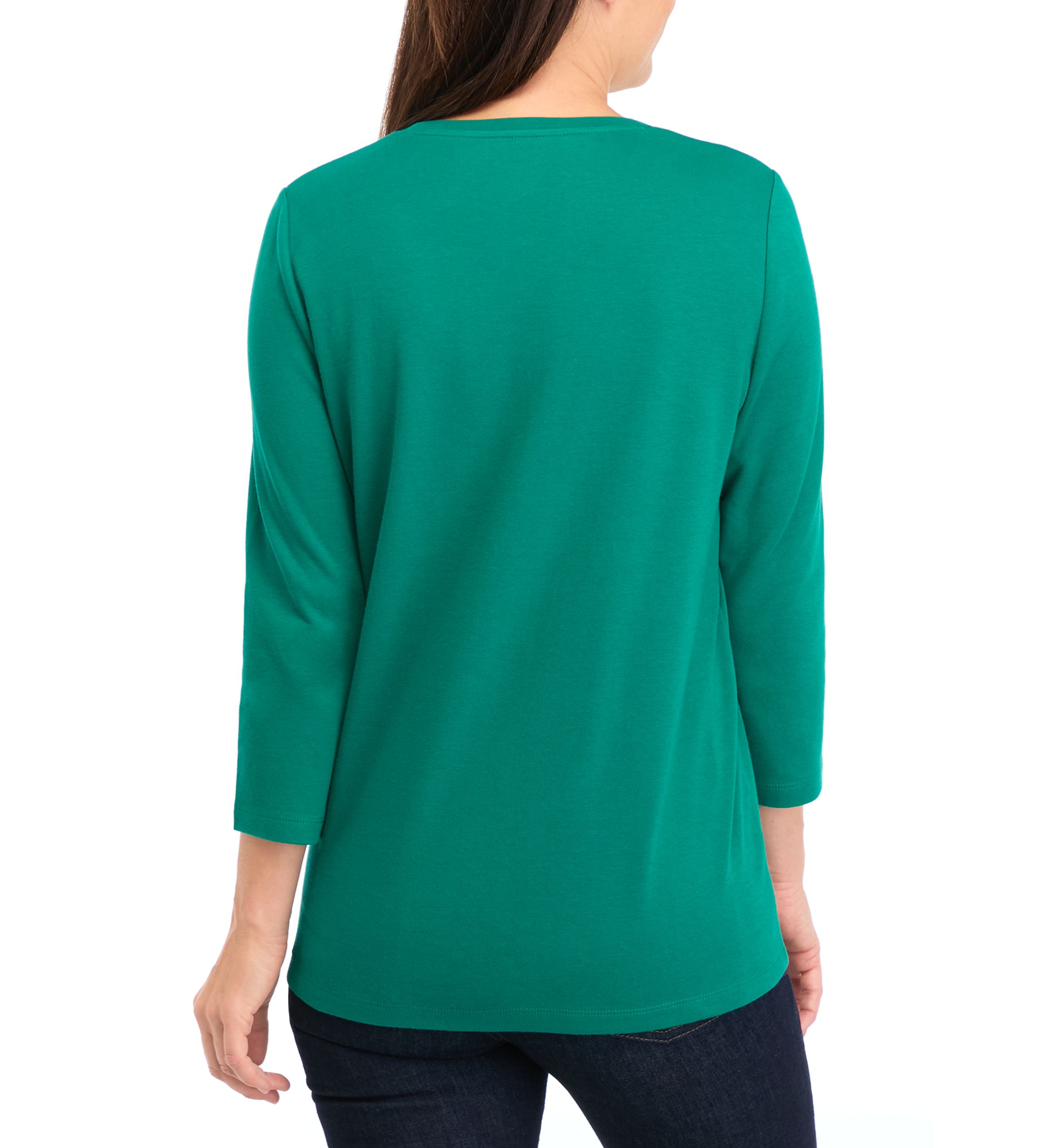 Petite Solid Crew Neck Top