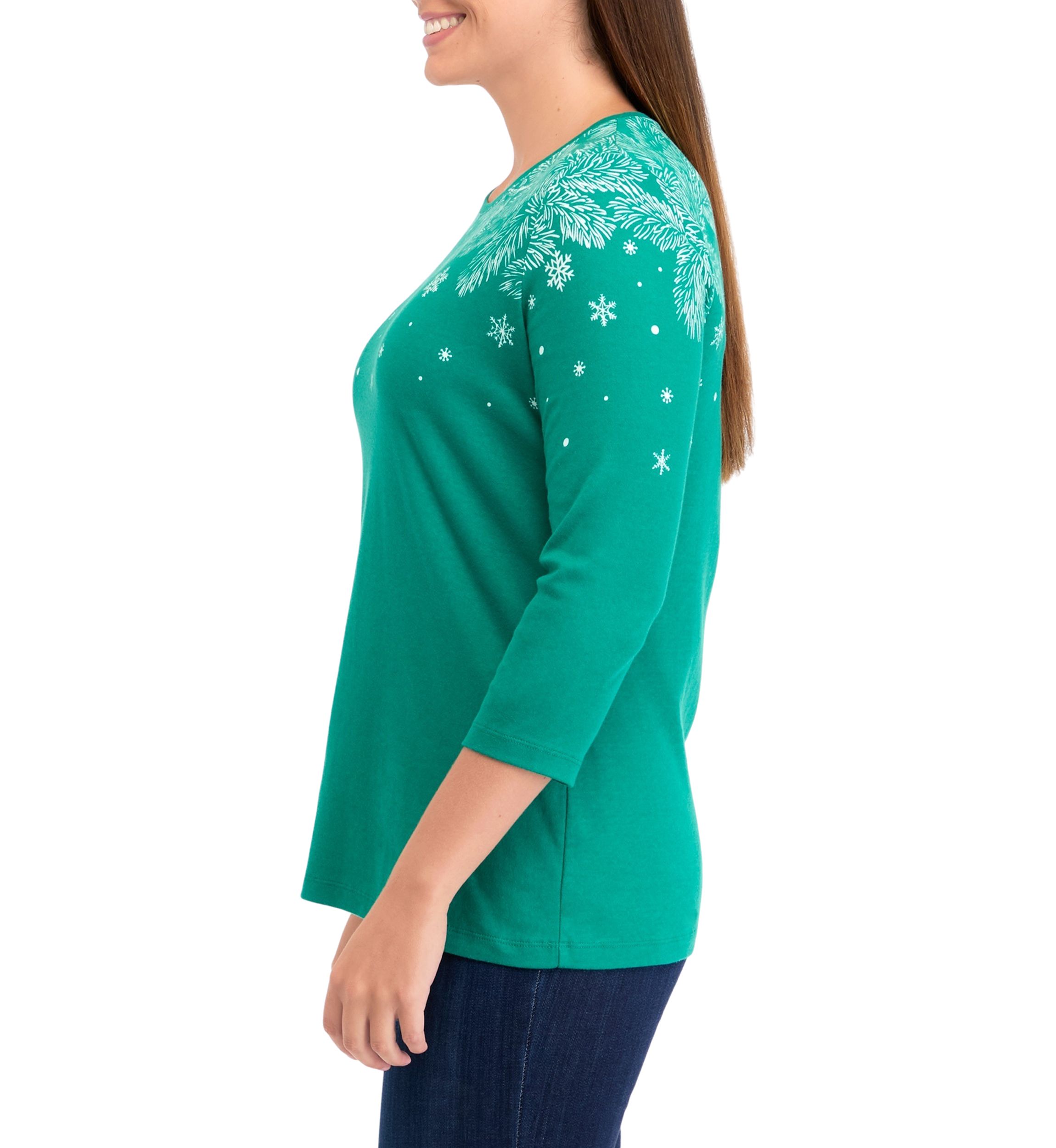 Petite 3/4 Crew Neck Placement Print T-Shirt 