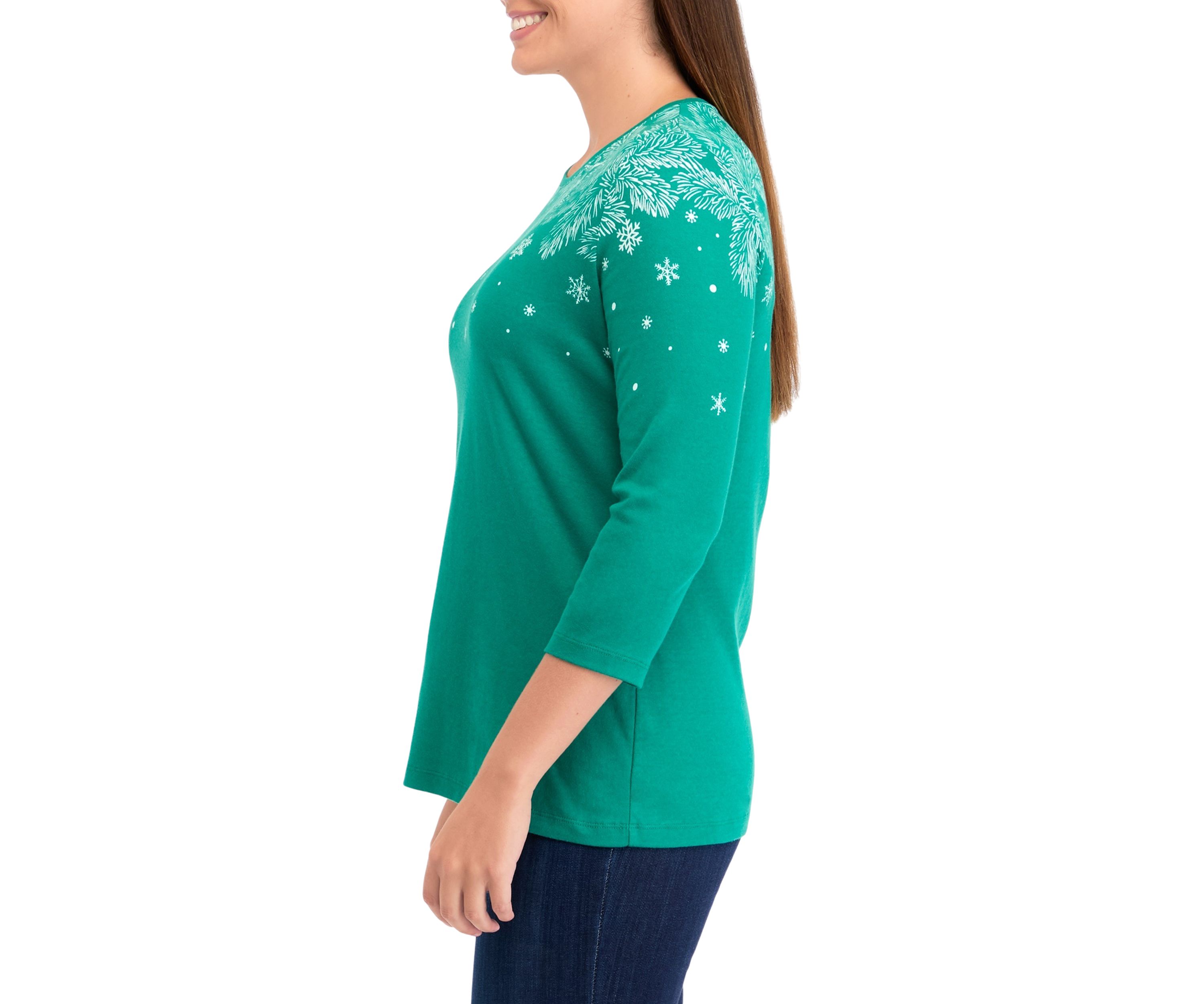 Petite 3/4 Crew Neck Placement Print T-Shirt 