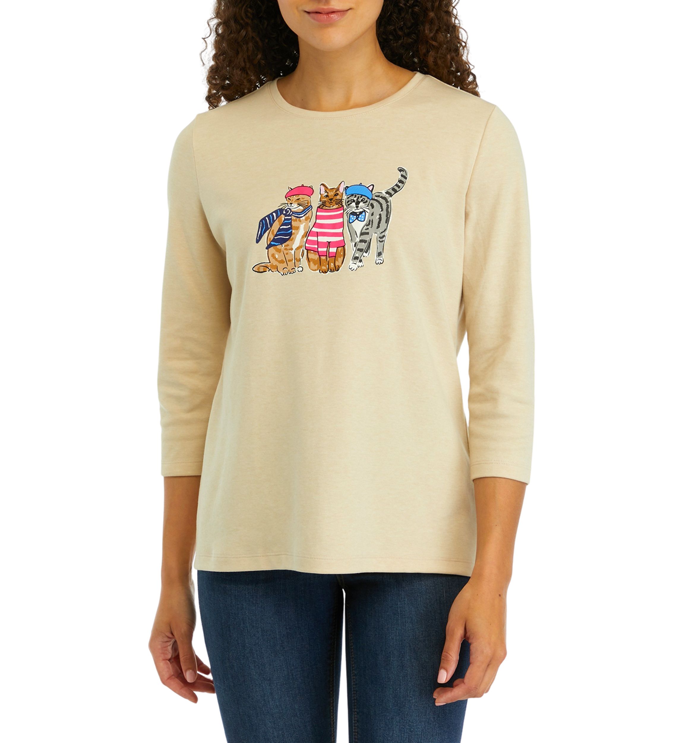 Petite 3/4 Sleeve Graphic T-Shirt