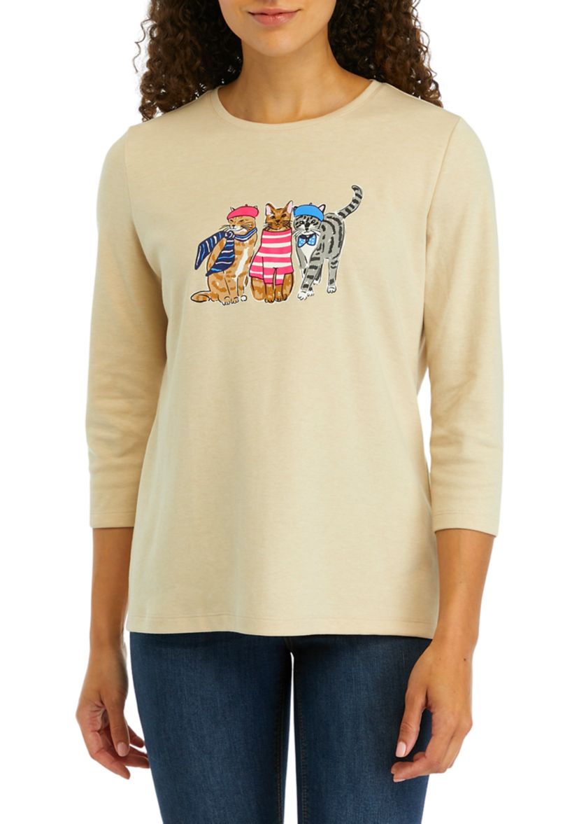 Petite 3/4 Sleeve Graphic T-Shirt