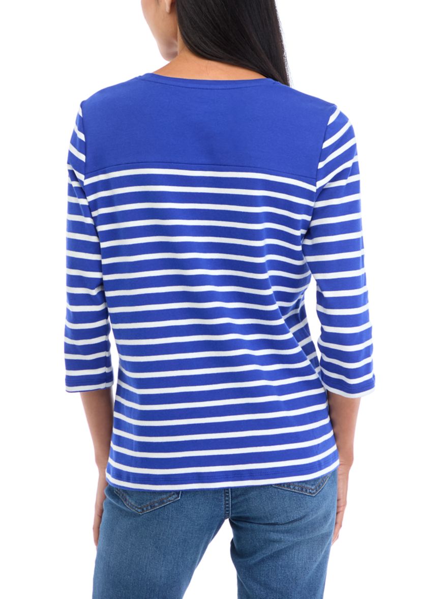 Petite Striped Graphic Top
