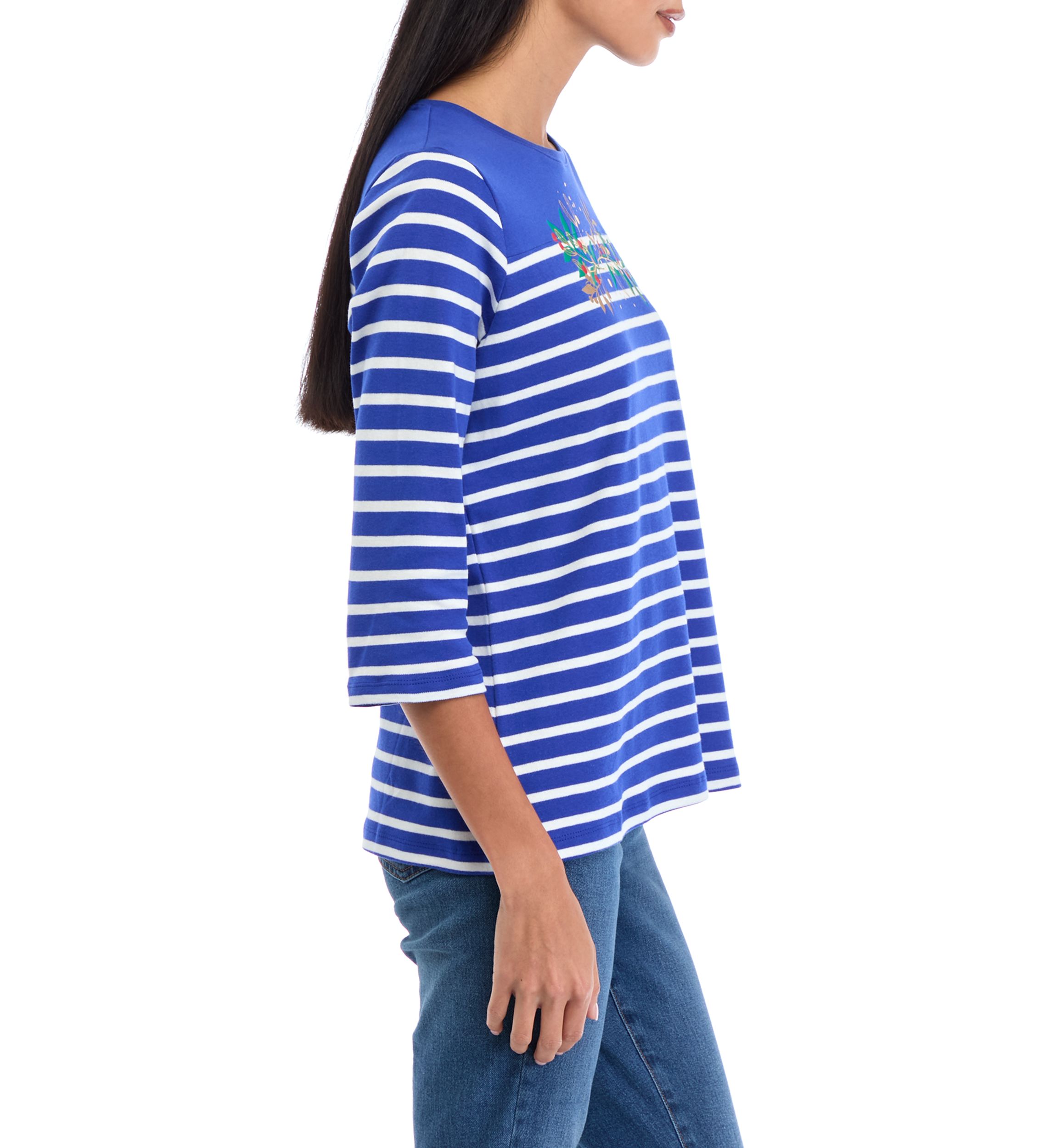Petite Striped Graphic Top