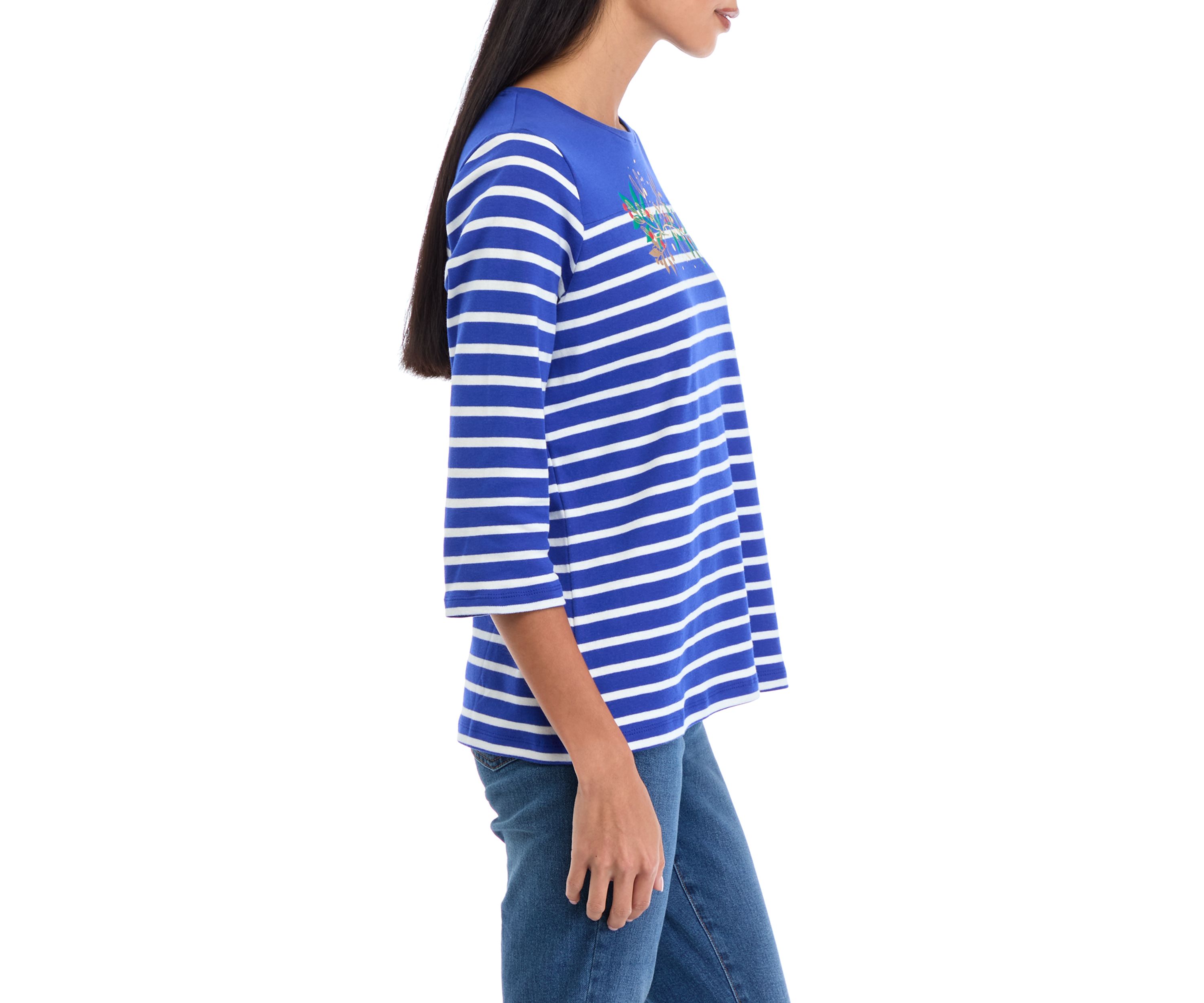 Petite Striped Graphic Top