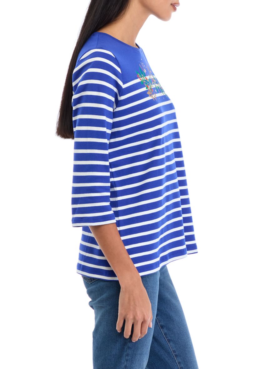 Petite Striped Graphic Top