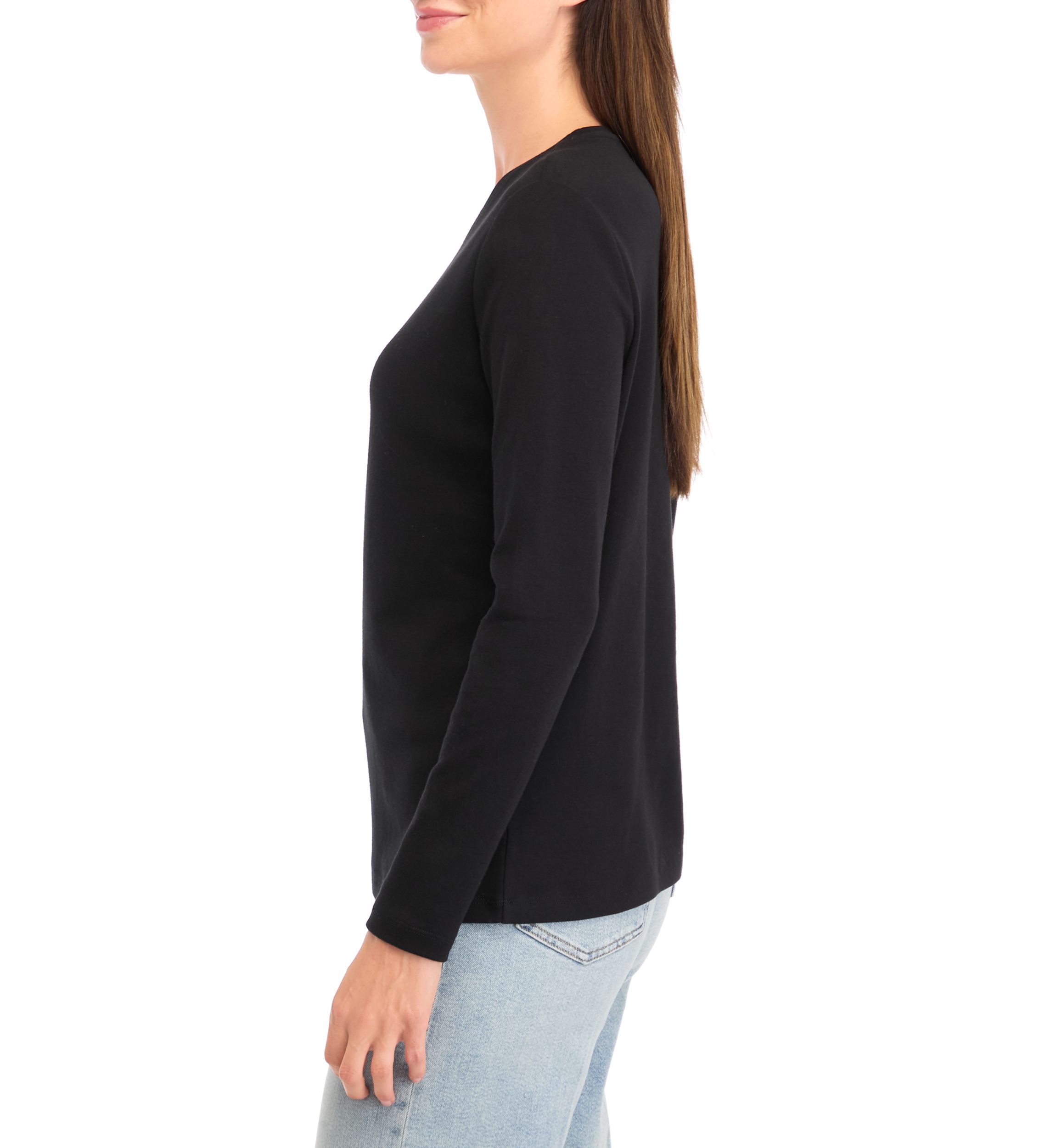 Petite Long Sleeve Cotton T-Shirt