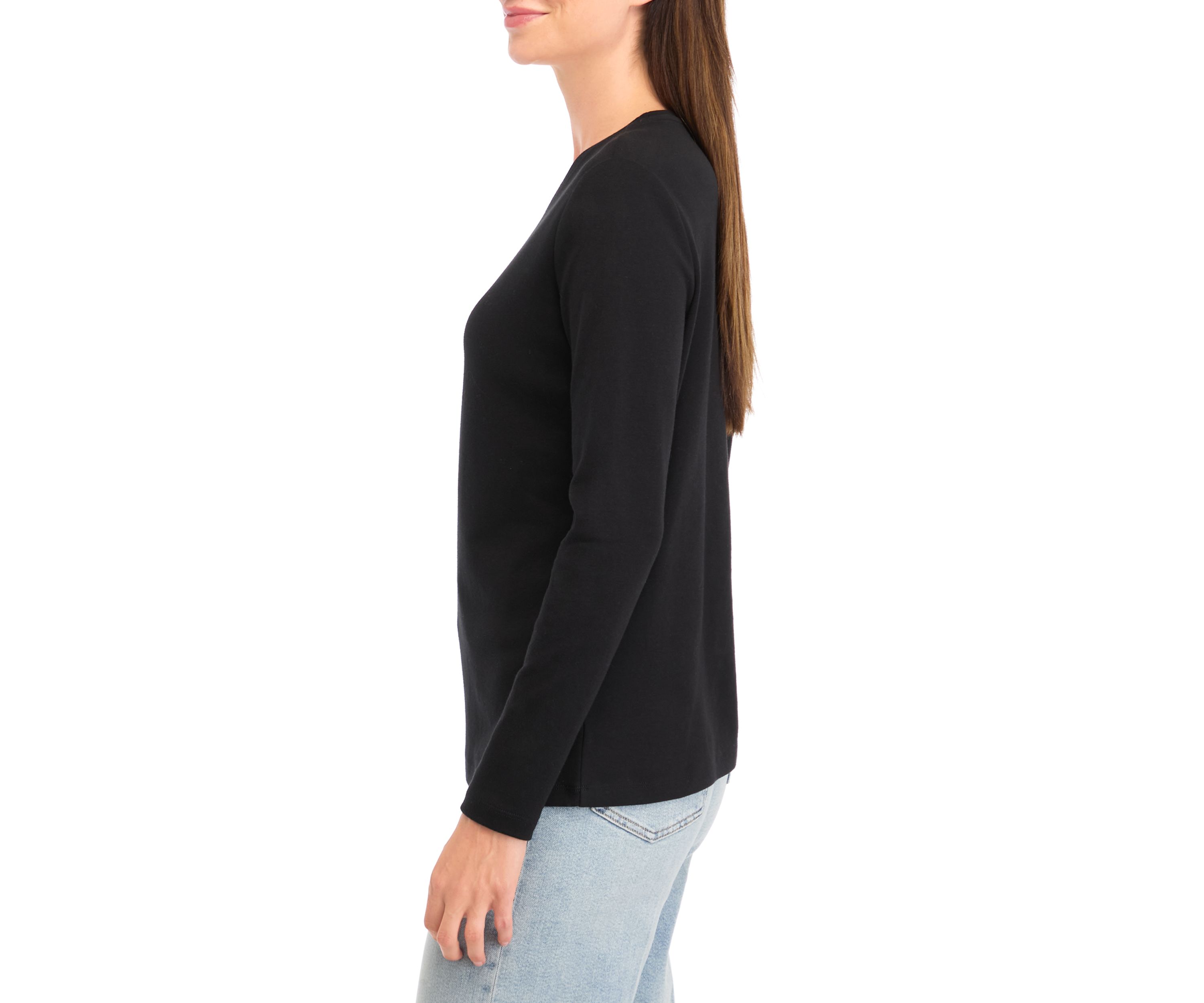 Petite Long Sleeve Cotton T-Shirt