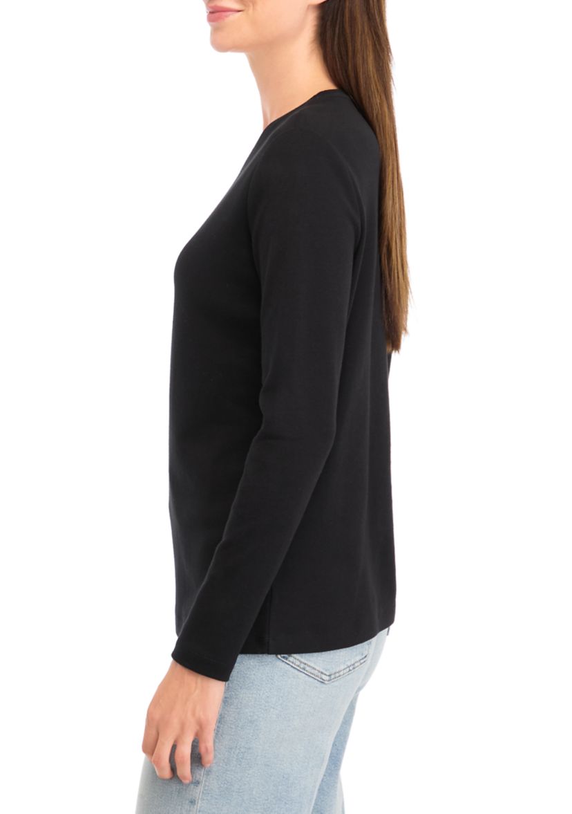Petite Long Sleeve Cotton T-Shirt