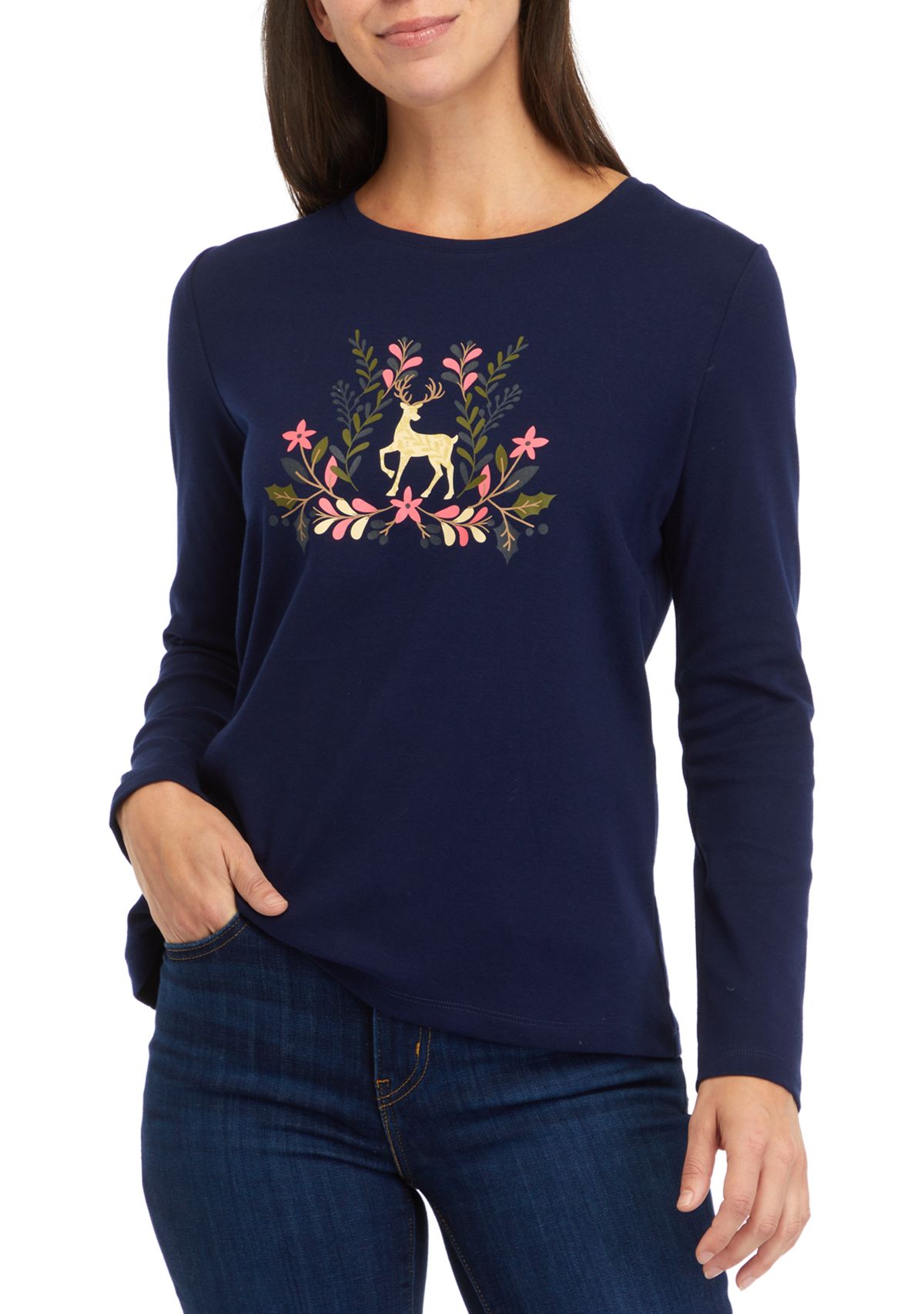 Petite Long Sleeve Graphic T-Shirt 