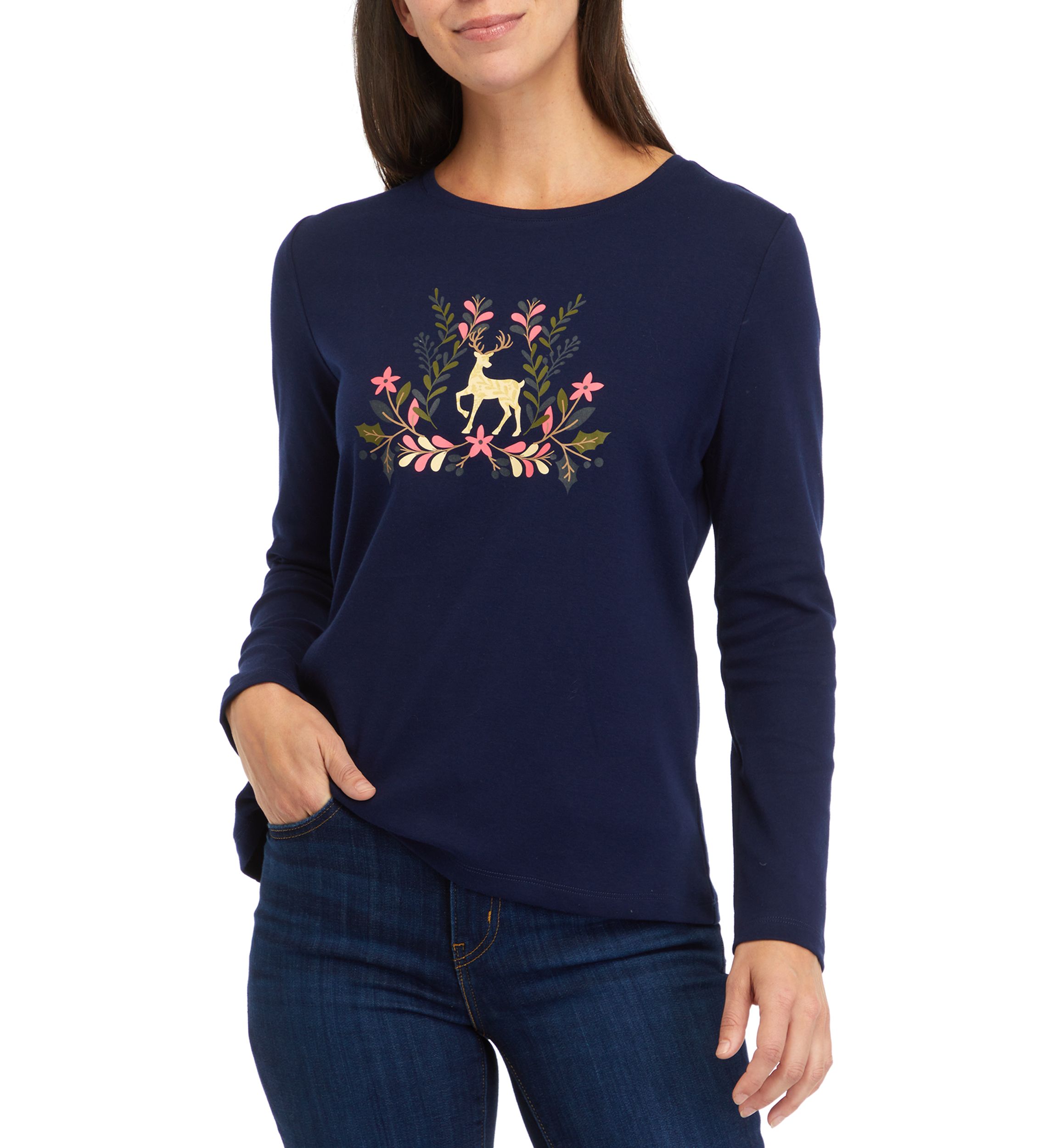 Petite Long Sleeve Graphic T-Shirt 