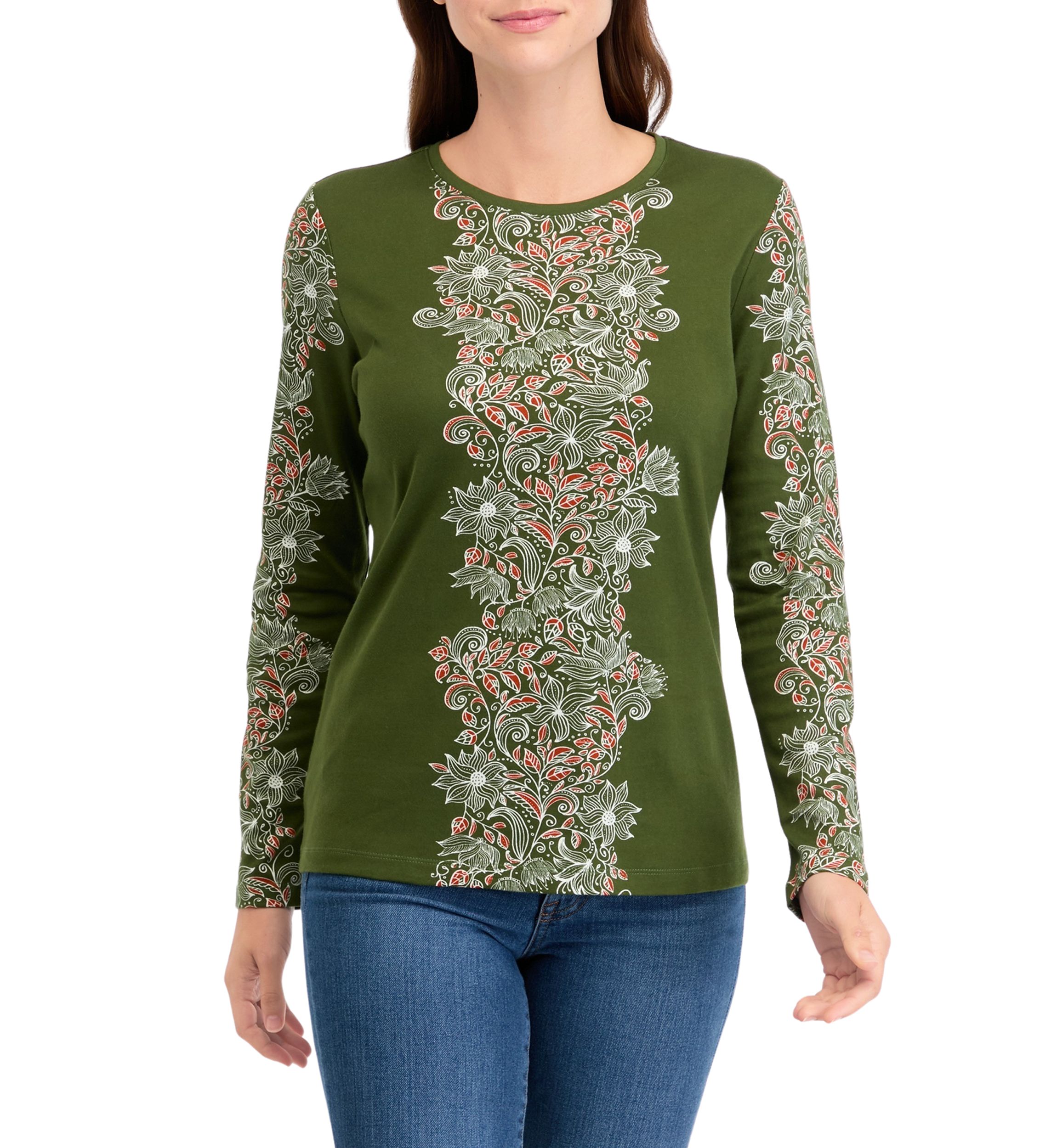 Petite Long Sleeve Placement Print T-Shirt 