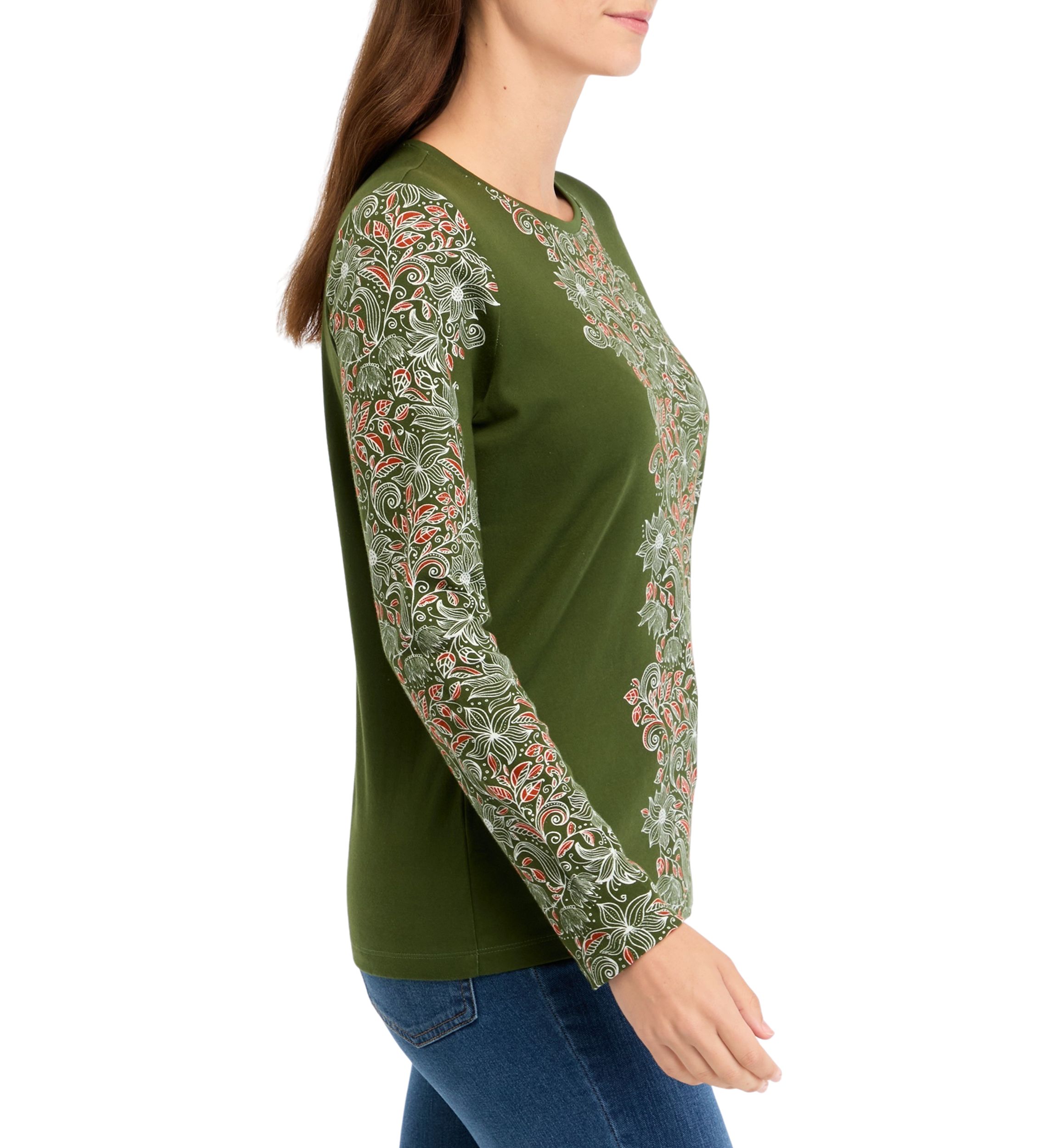 Petite Long Sleeve Placement Print T-Shirt 