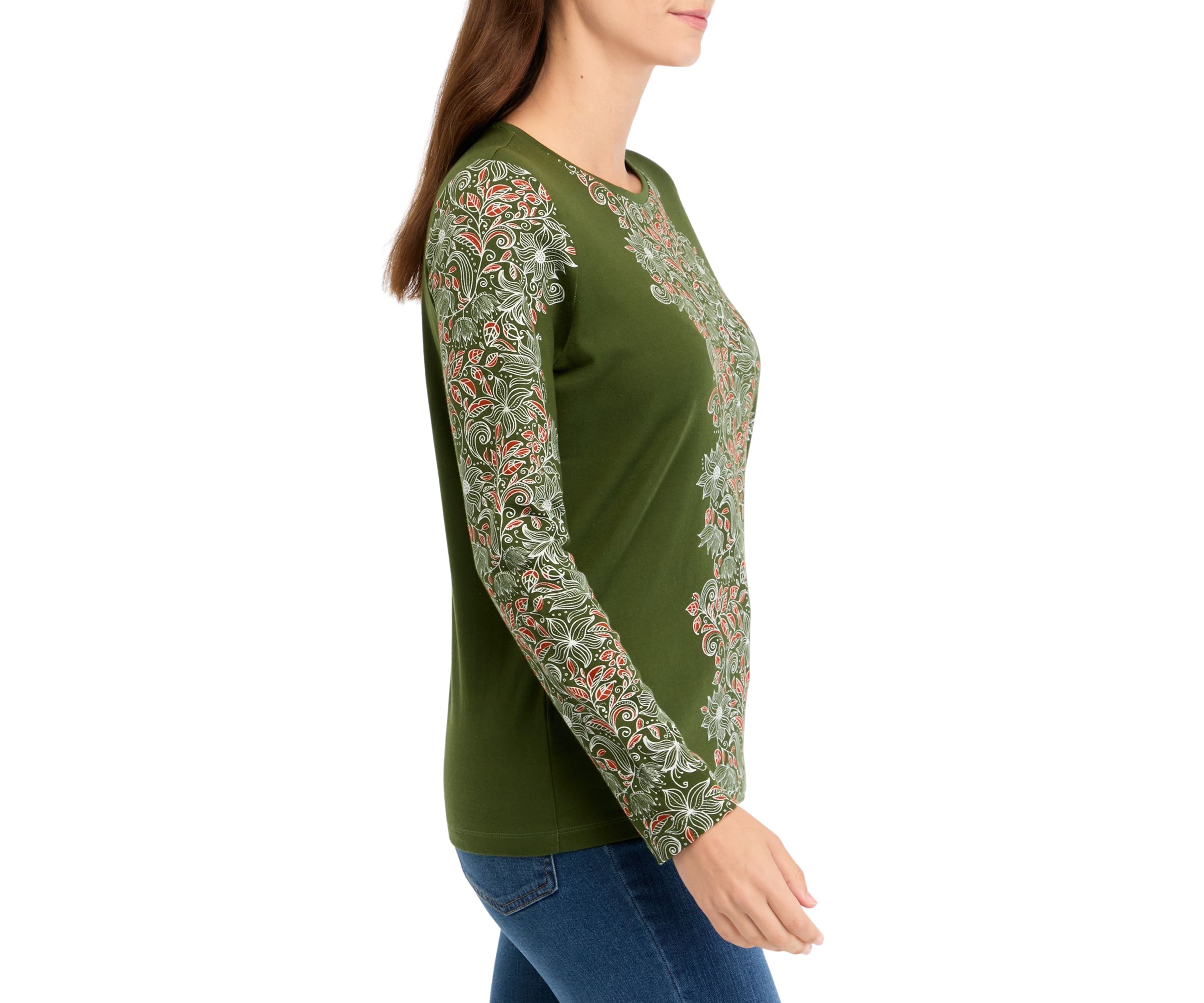Petite Long Sleeve Placement Print T-Shirt 
