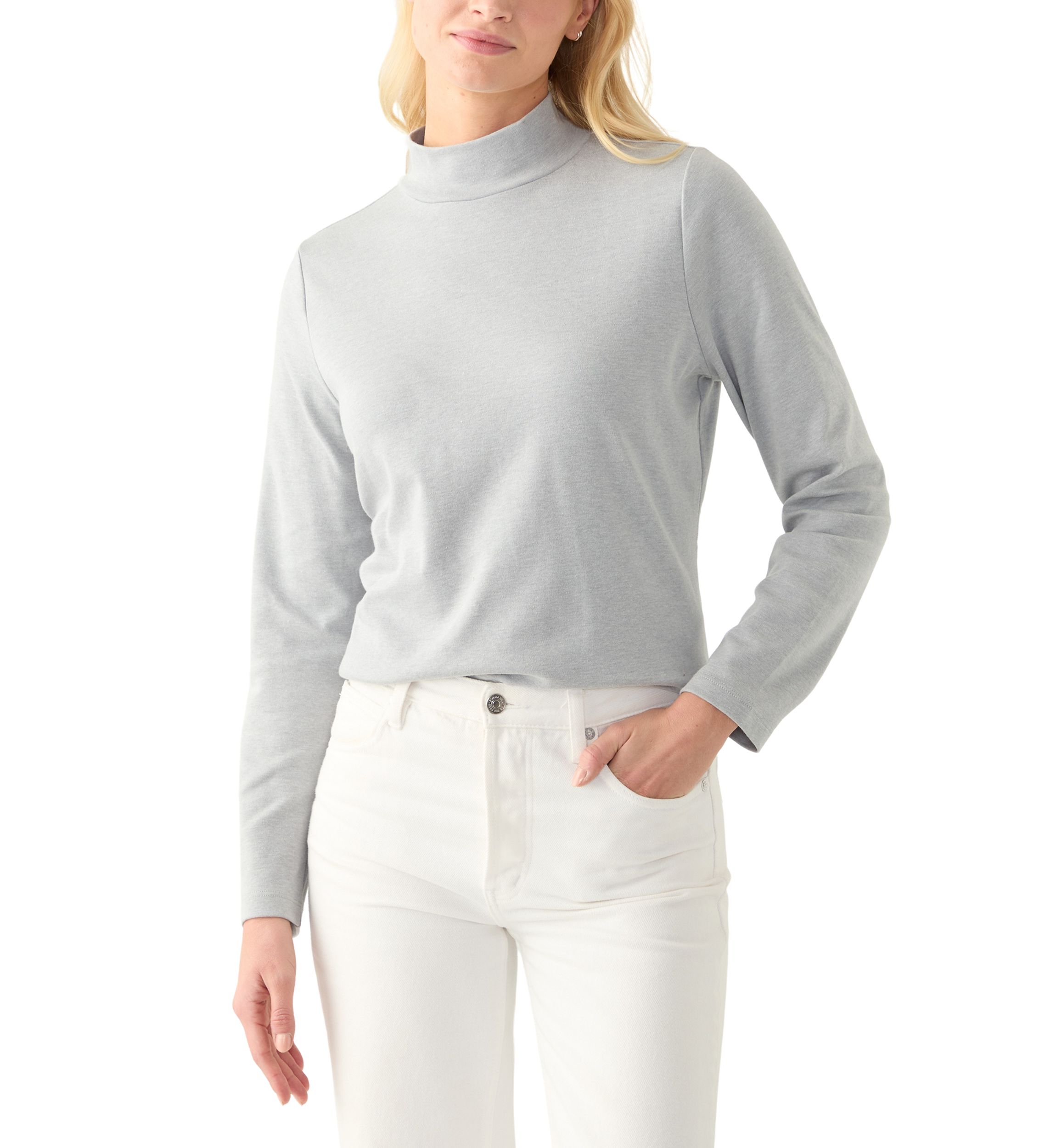 Petite Mock Neck Heather Top 