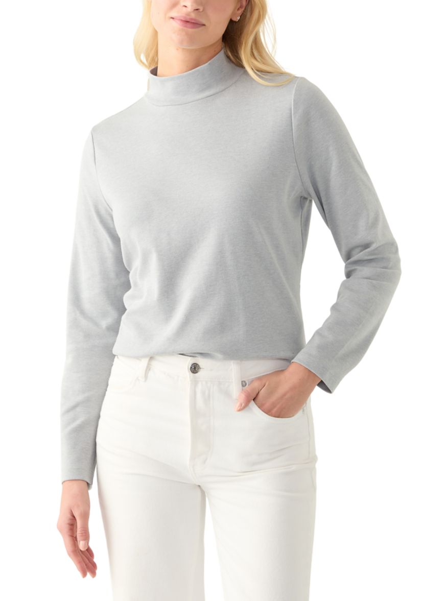 Petite Mock Neck Heather Top 