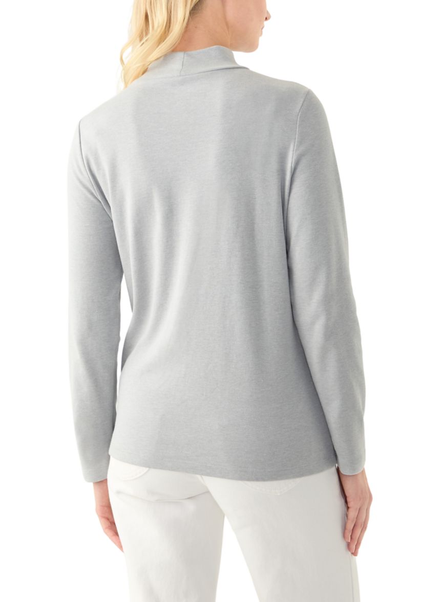 Petite Mock Neck Heather Top 