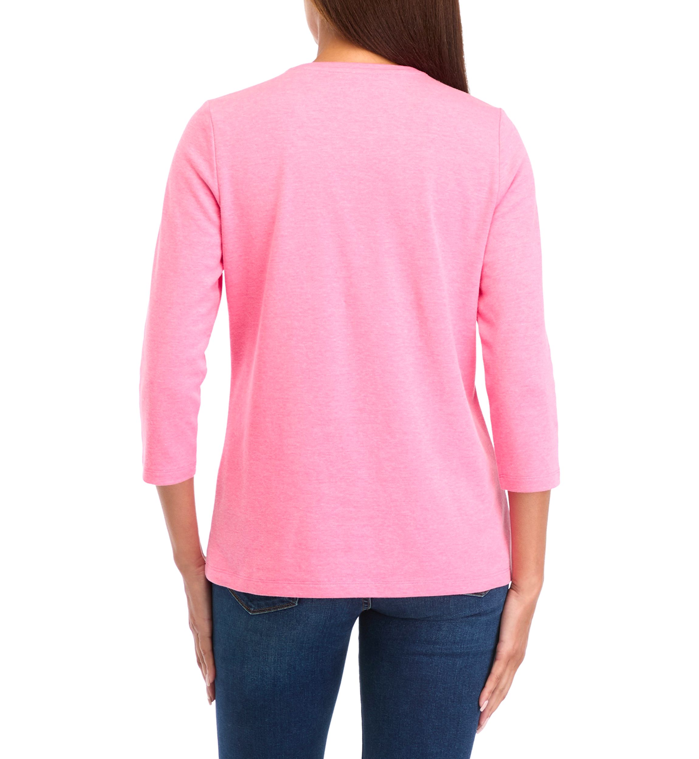 Petite 3/4 Sleeve Crew Neck Graphic T-Shirt