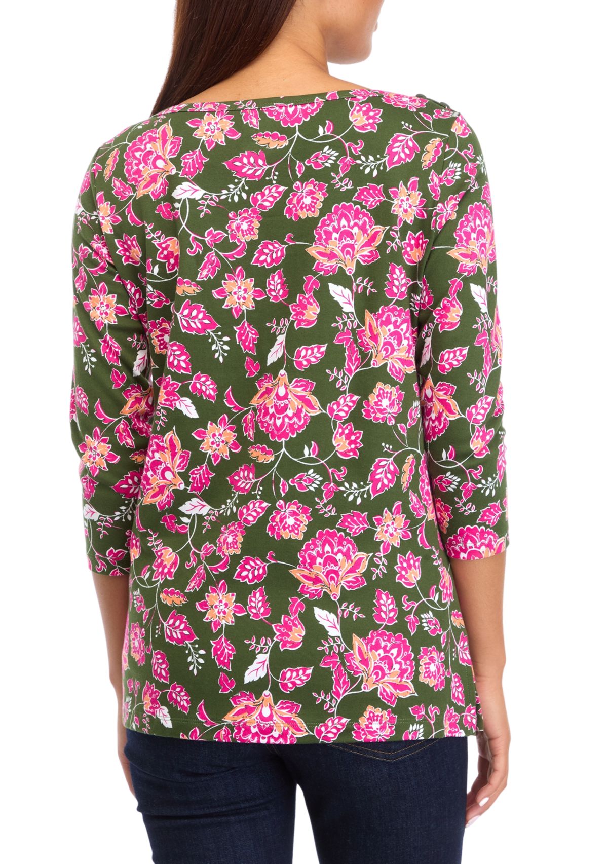 Petite Printed Boat Neck Top