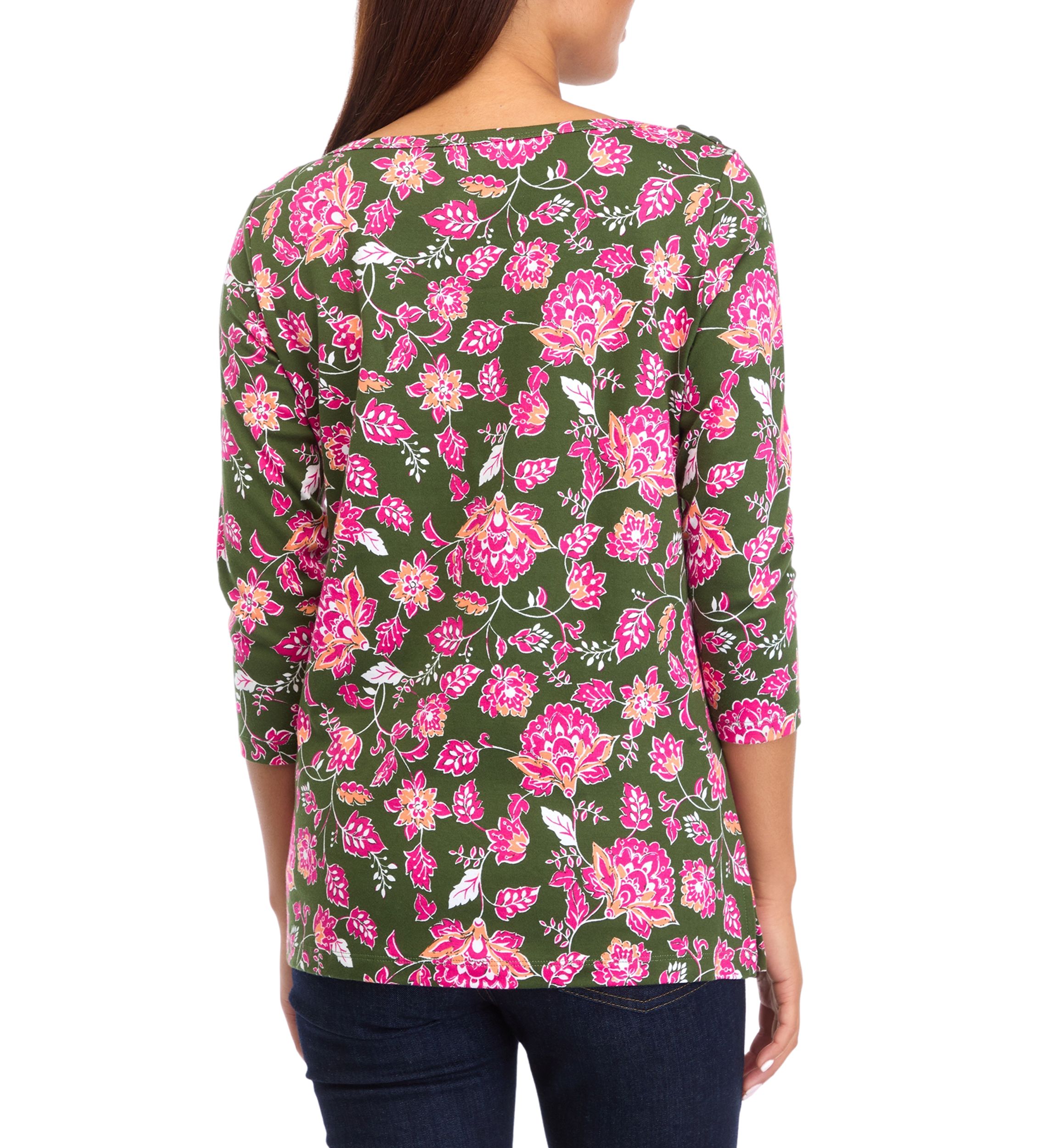 Petite Printed Boat Neck Top