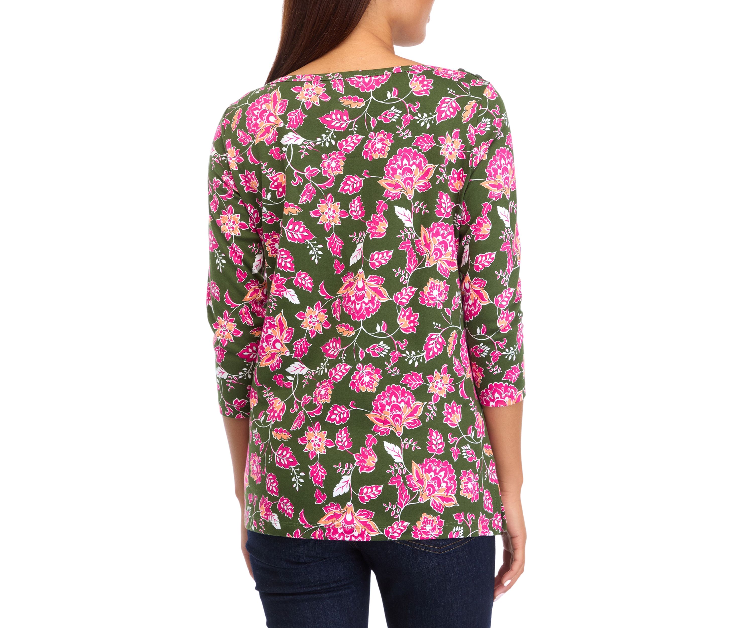 Petite Printed Boat Neck Top