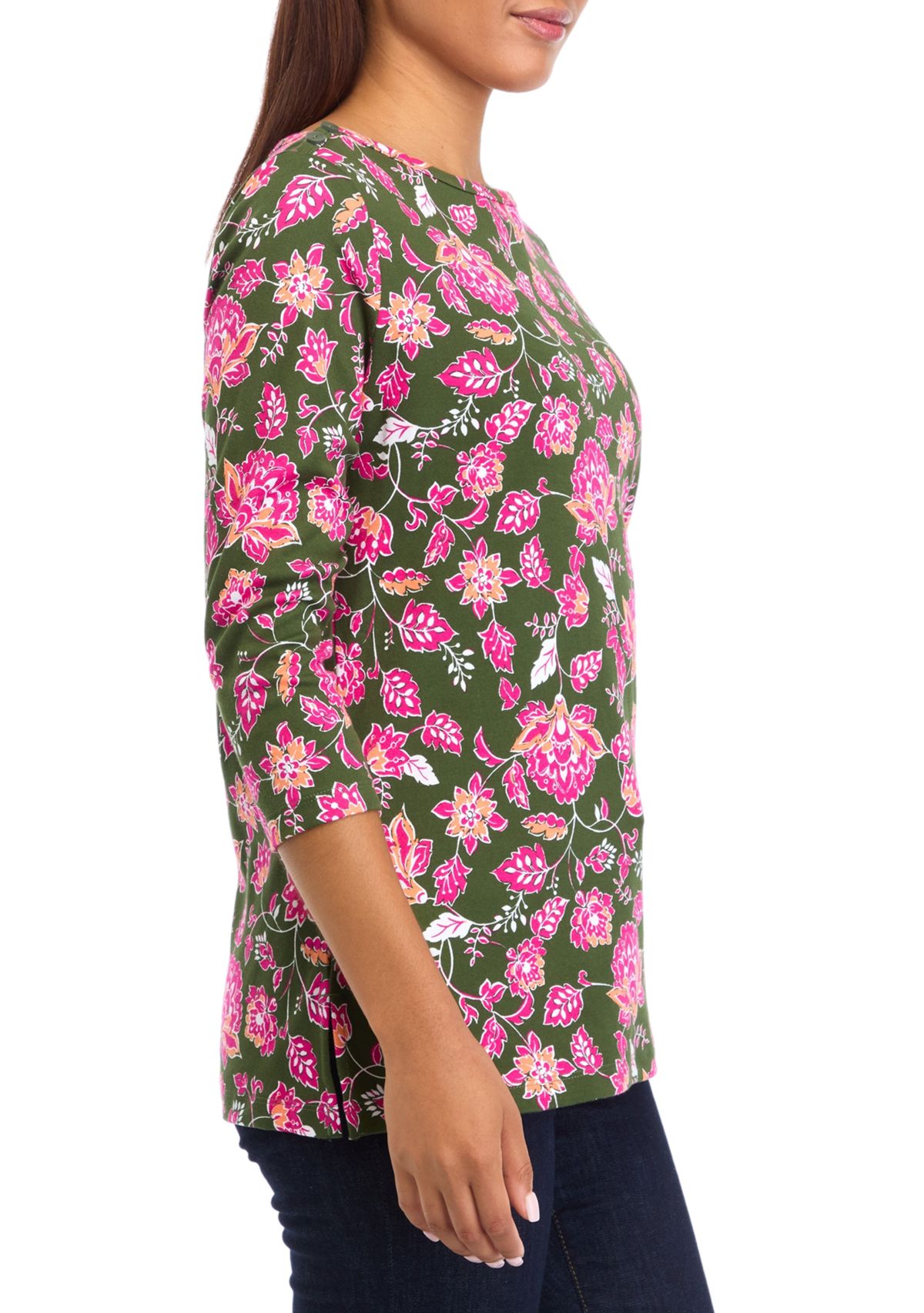 Petite Printed Boat Neck Top