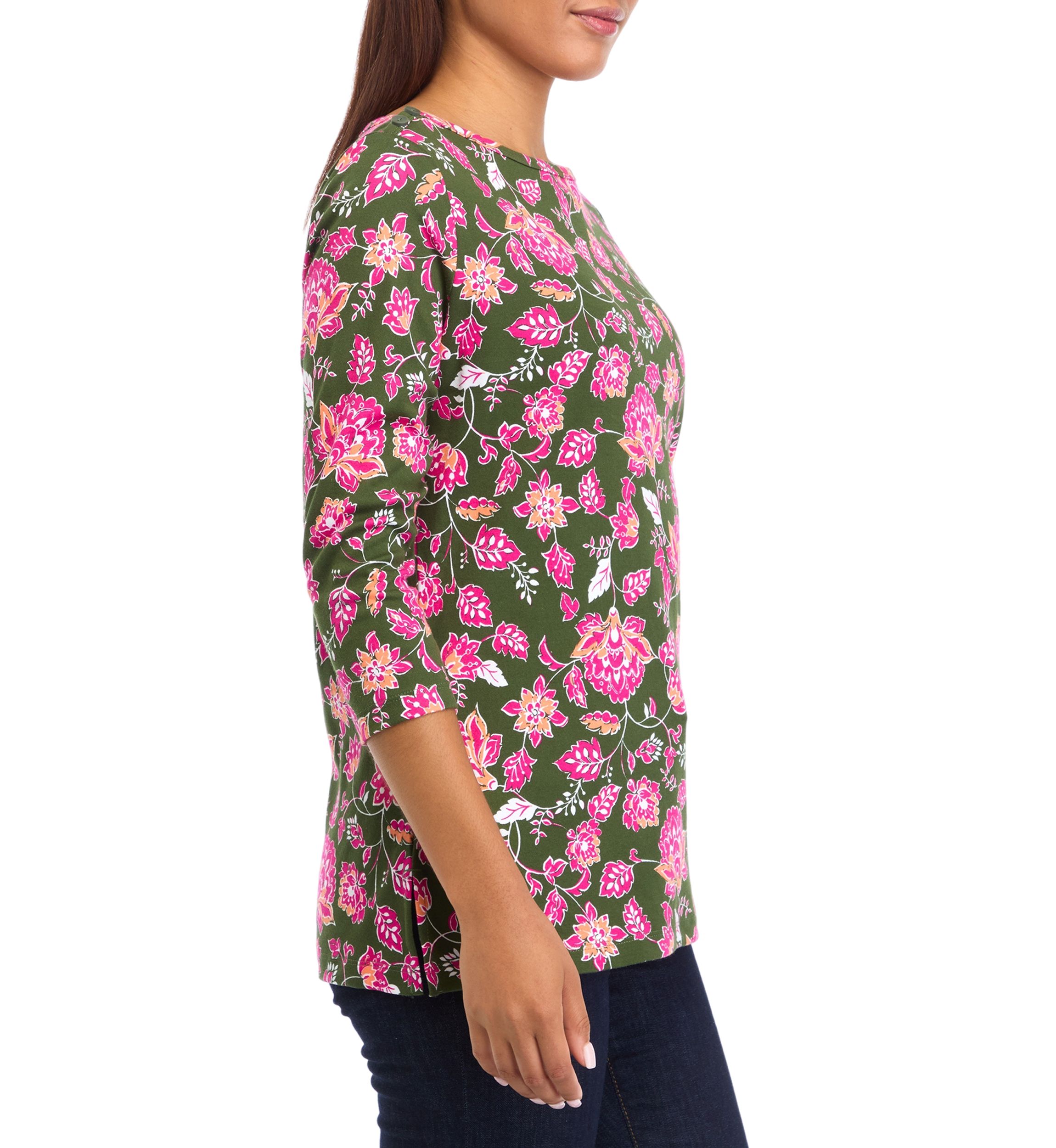 Petite Printed Boat Neck Top