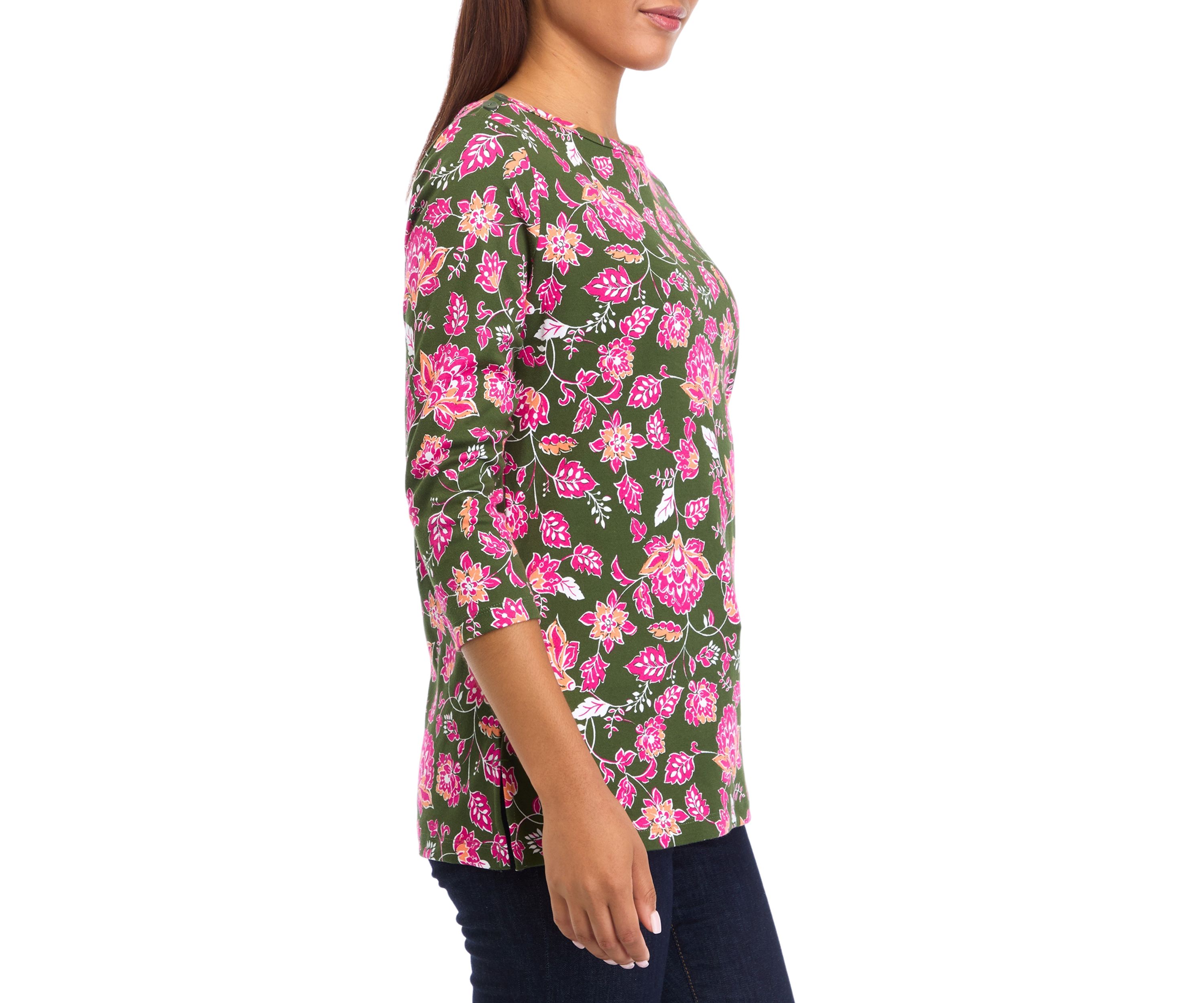 Petite Printed Boat Neck Top