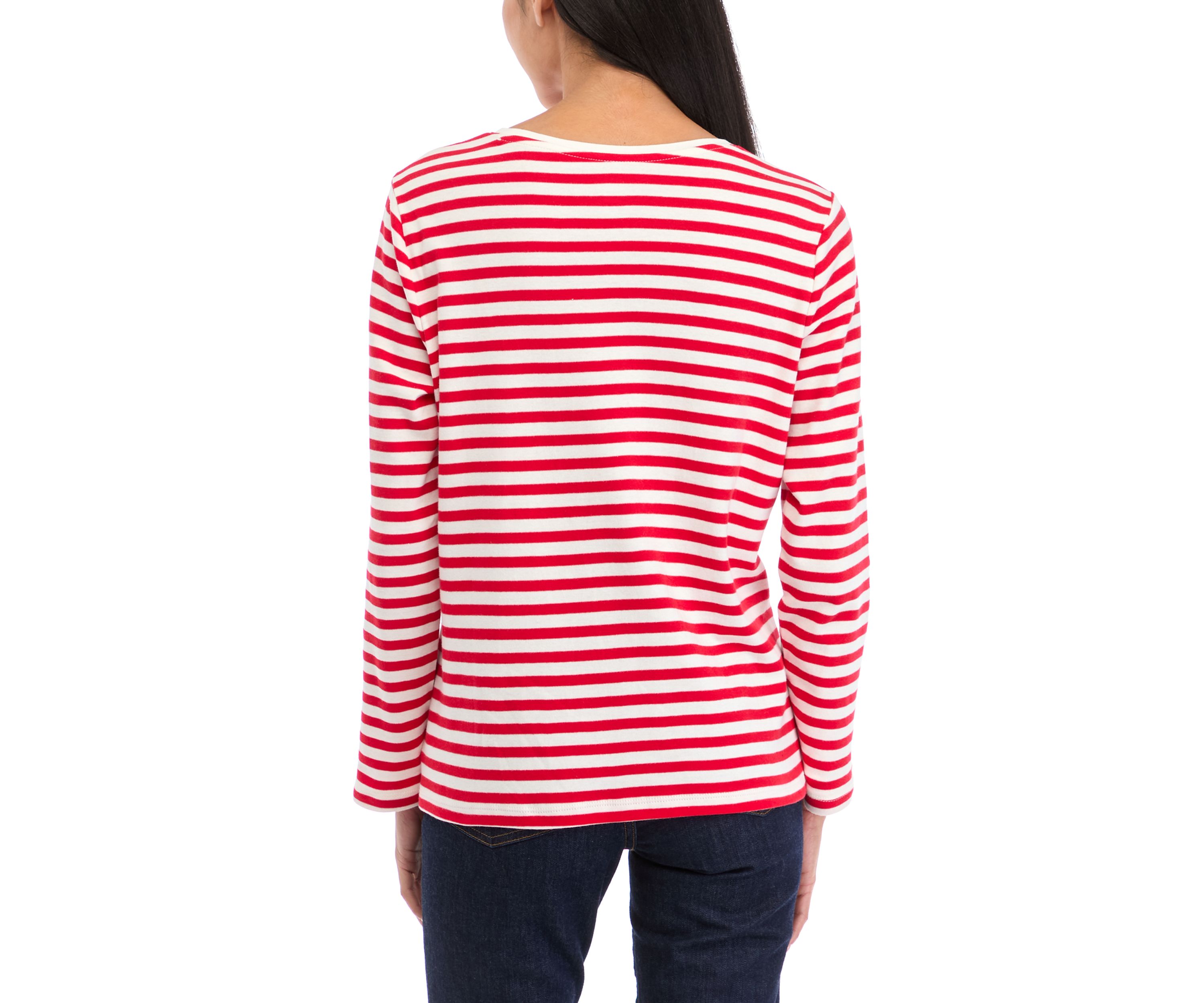 Petite Striped Holiday Graphic Top