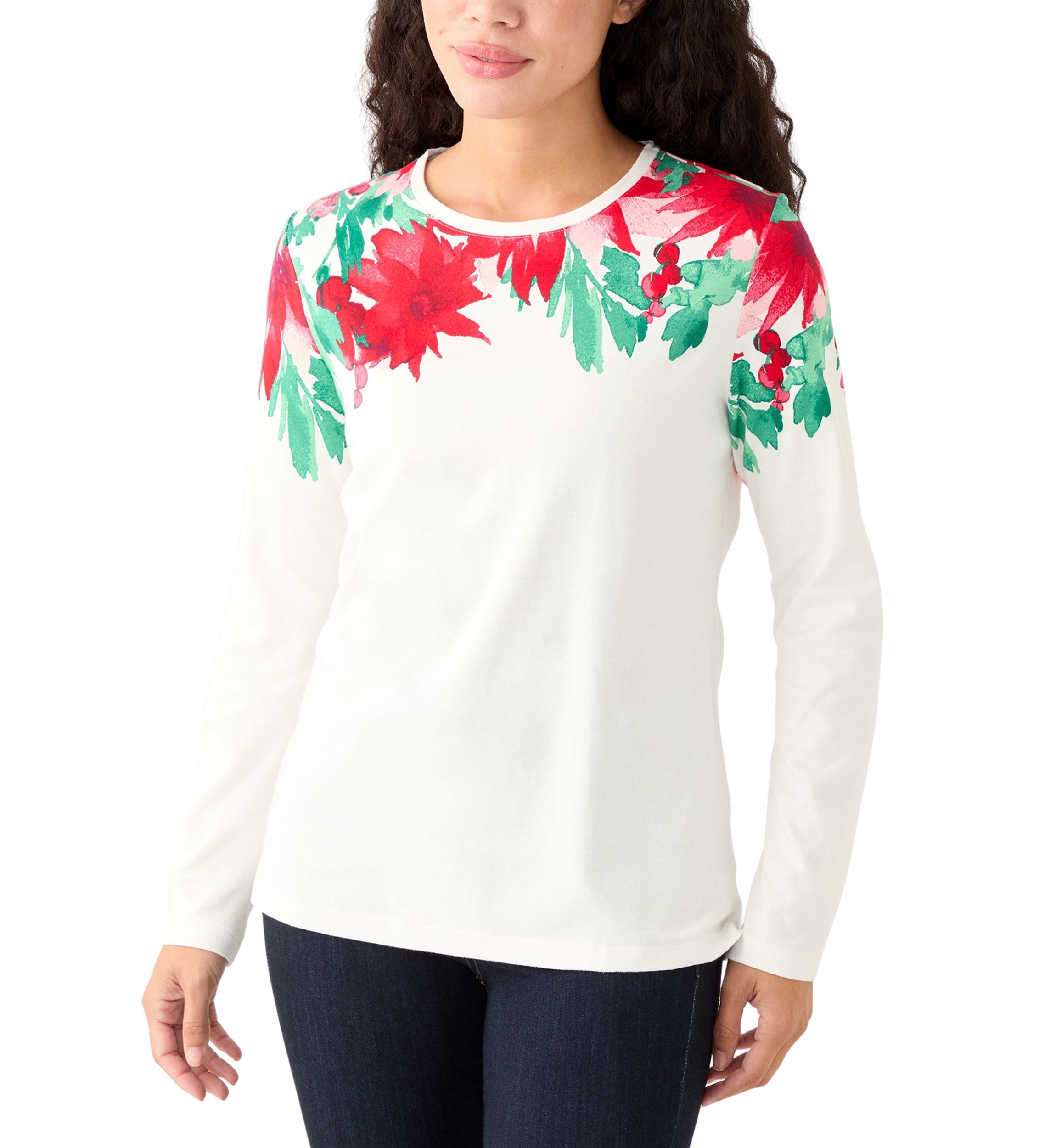 Petite Crew Neck Placement T-Shirt