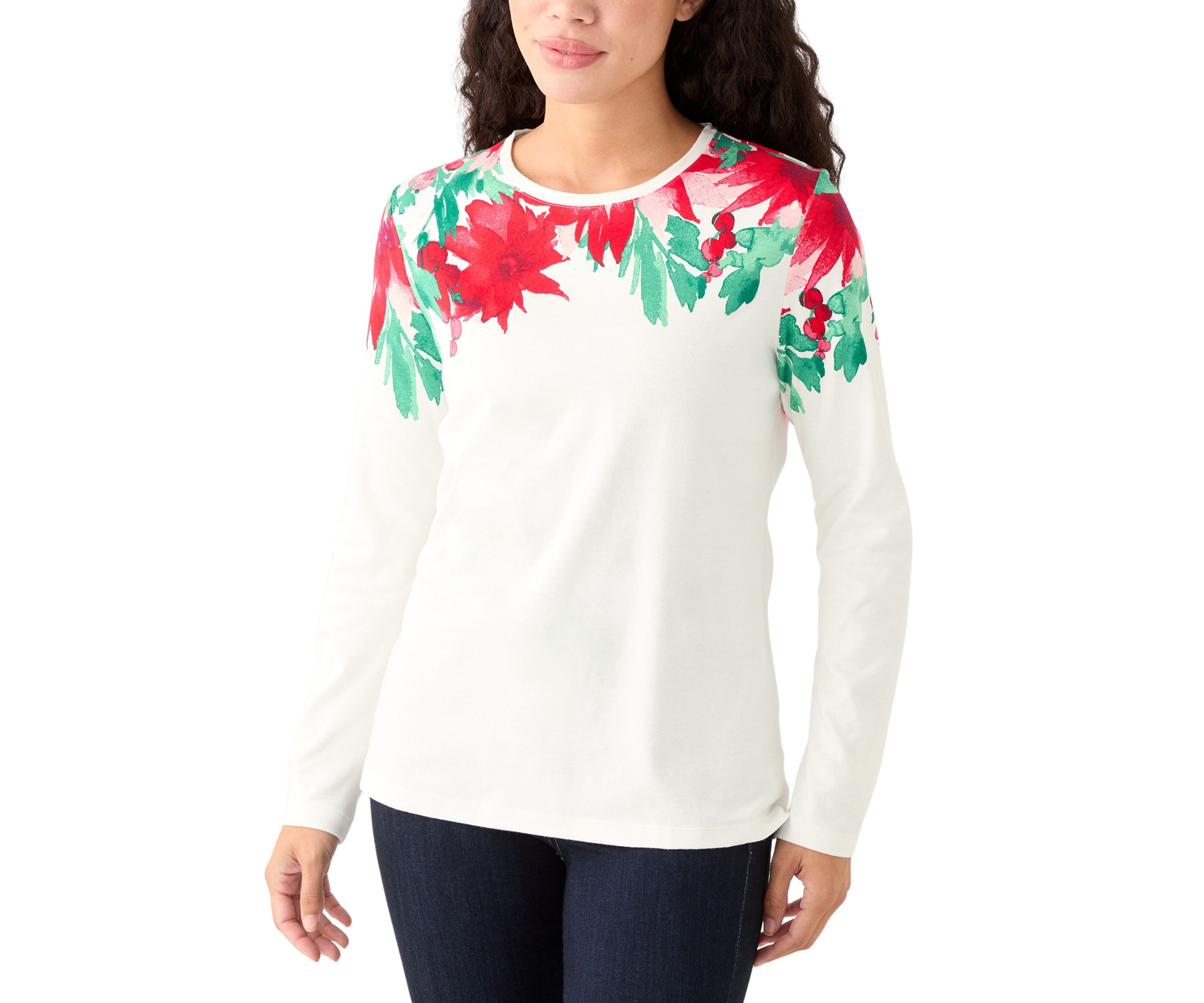 Petite Crew Neck Placement T-Shirt